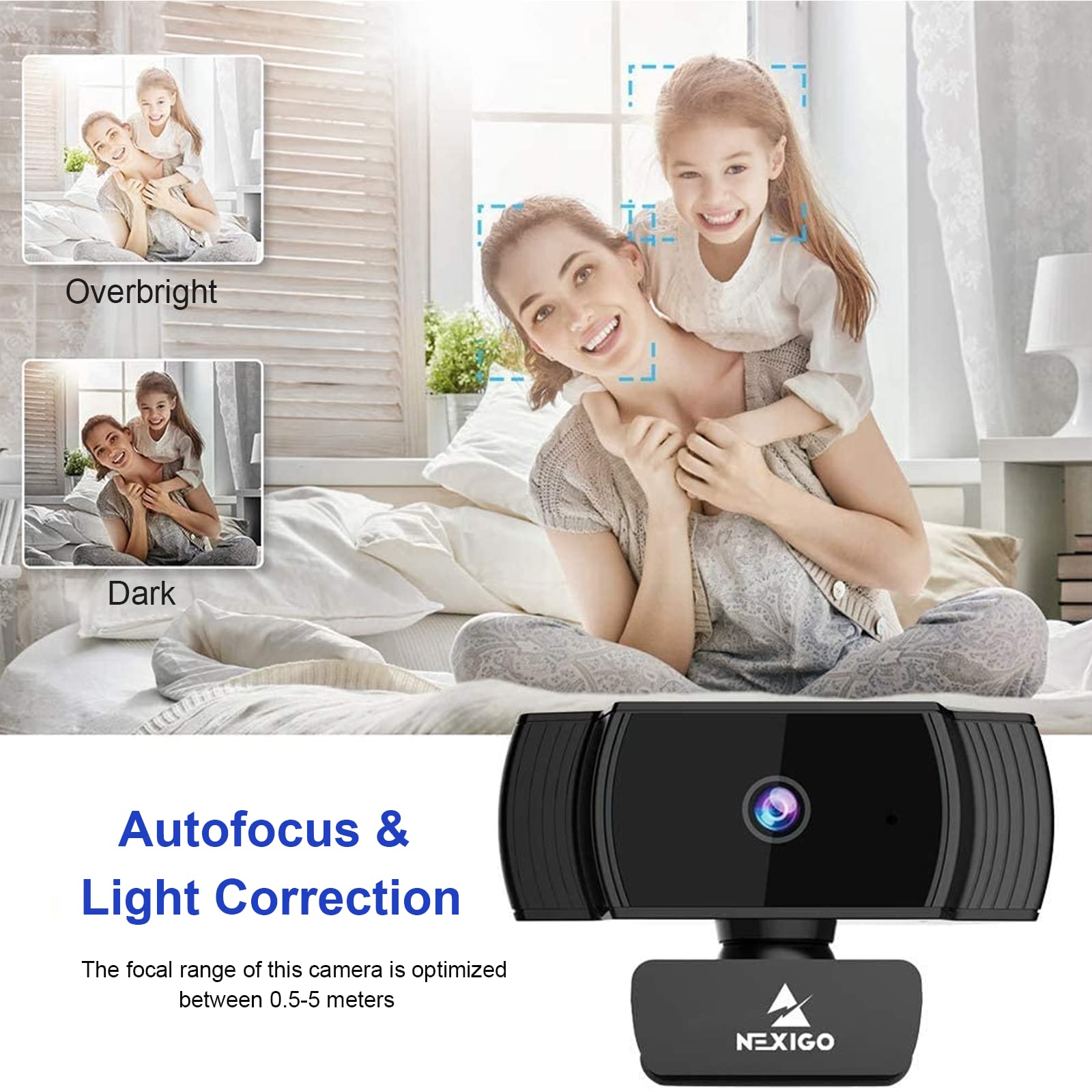 NexiGo Zoom Certified, N950P (Gen 2) 4K Zoomable Webcam, RF Remote, Sony_Starvis Sensor, 5X Digital Zoom, Pro Web Camera with Dual Stereo Mics, for Zoom Skype Teams Twitch: 1080P Webcam