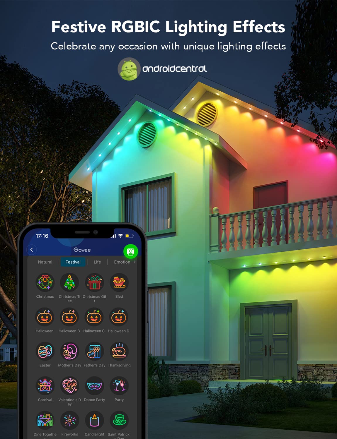Govee Permanent Outdoor Lights, Smart RGBIC Outdoor Lights with 75 Scene Modes, 150ft with 108 LED Lights, IP67 Waterproof for Patio Decorations, Work with Alexa, Google Assistant, White: White 100ft