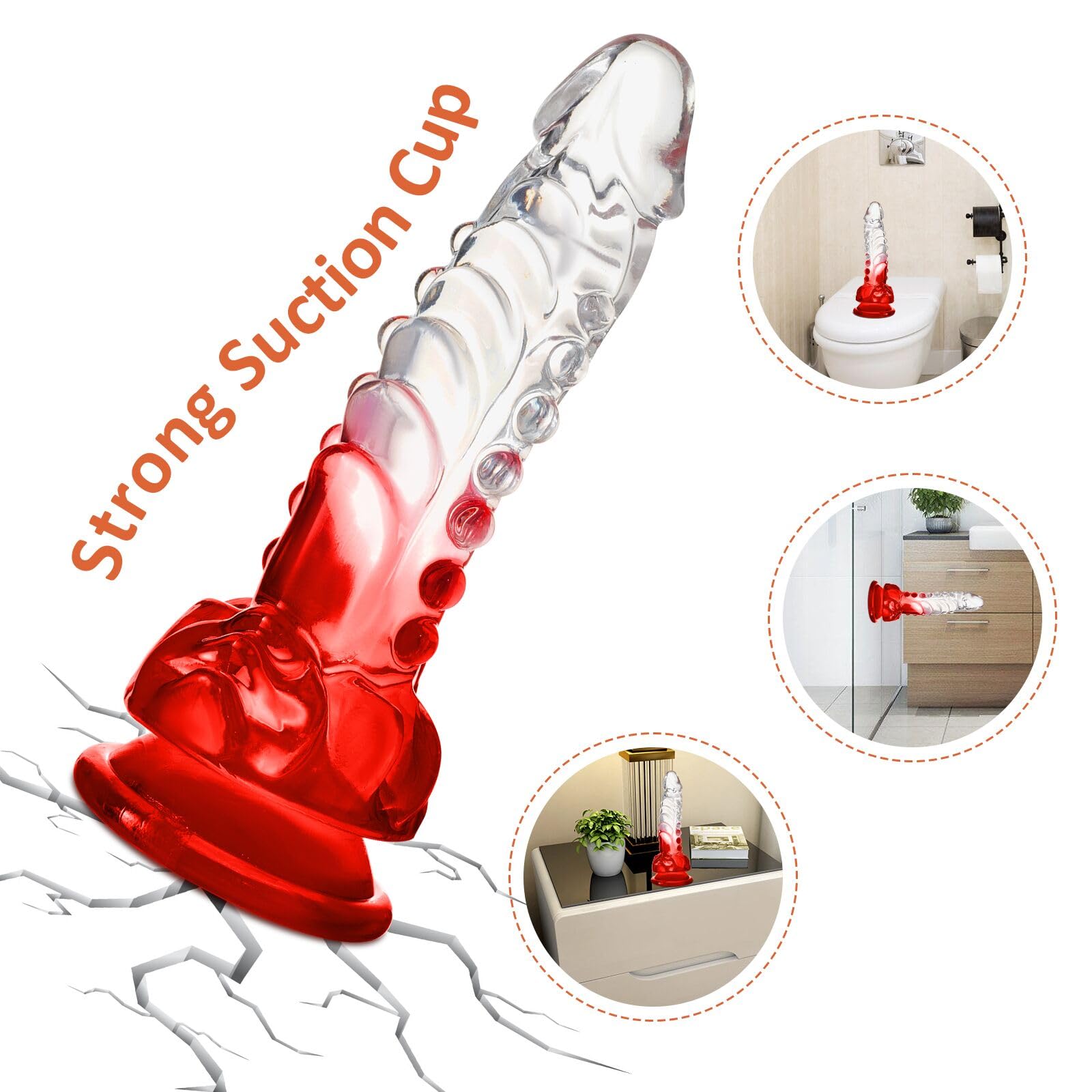 Wdrssfys Dragon Dildo,7.8 Inch Realistic G-spot Dildo Clear-Red Gradient Dildo with Barbs,Fantasy Dildo Adult Sex Toys for Women en and Couples: L