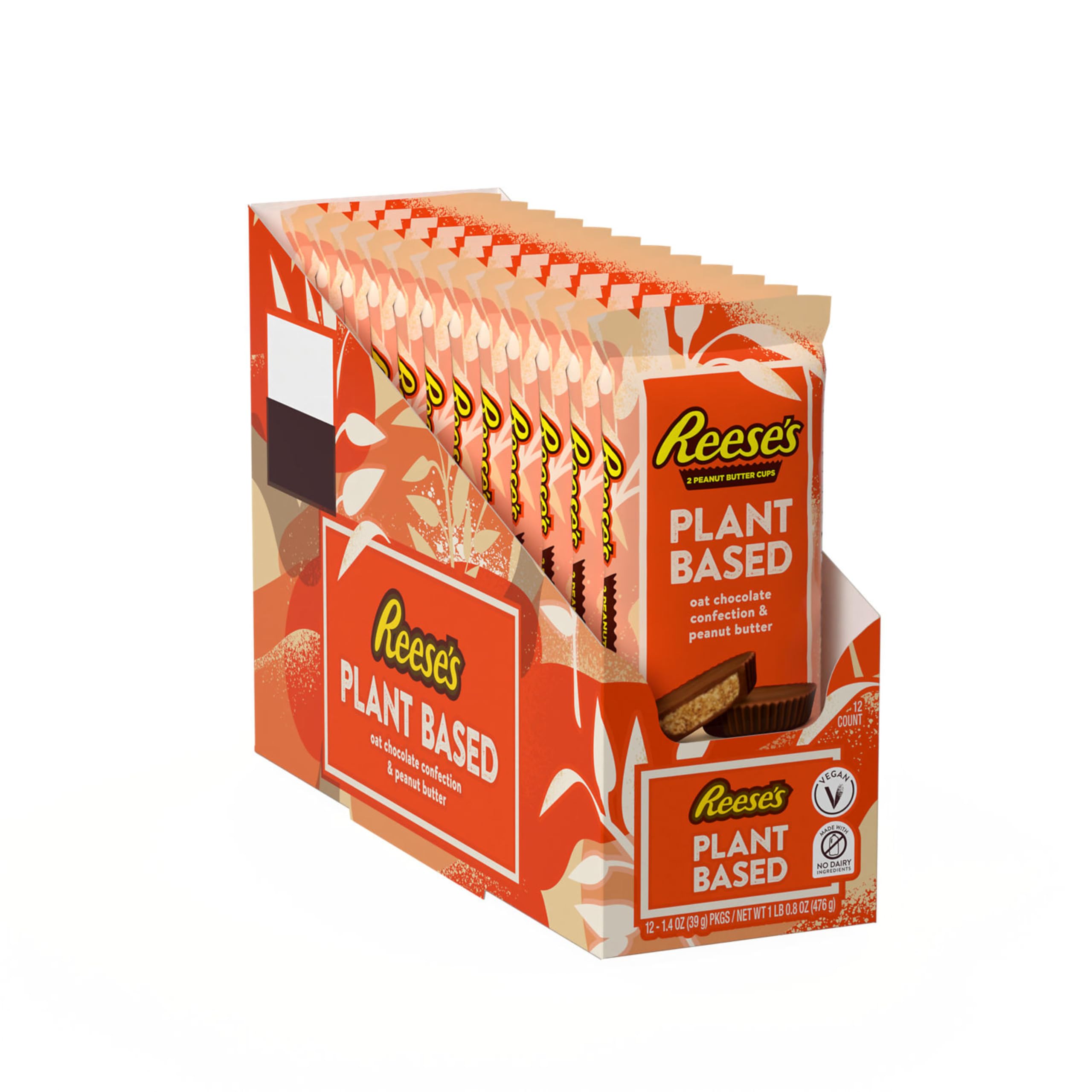REESE'S Plant Based Oat Chocolate Confection Peanut Butter Cups, Candy Packs, 1.4 oz (12 Count)
