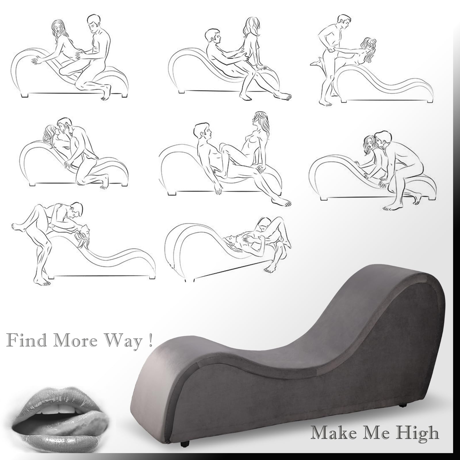 JUBILOOM Yoga Chaise Lounge Chair - Ergonomic Design for Adults, Padded Sponge with Washable, Yoga Chair with Non-Slip Bottom for Bedroom, Living Room, Indoor & Outdoor Yoga Furniture, Dark: Grey