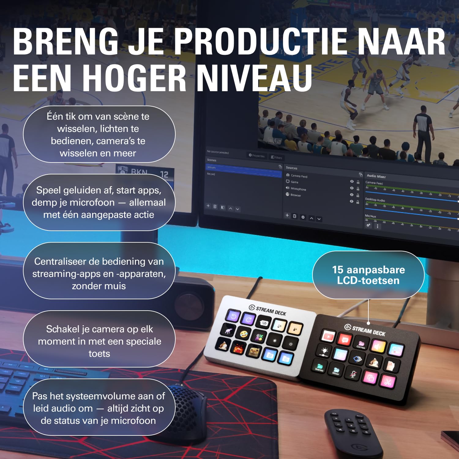 Elgato Stream Deck XL – Advanced Studio Controller, 32 macro keys, trigger actions in apps and software like OBS, Twitch, ​YouTube and more, works with Mac and PC: White