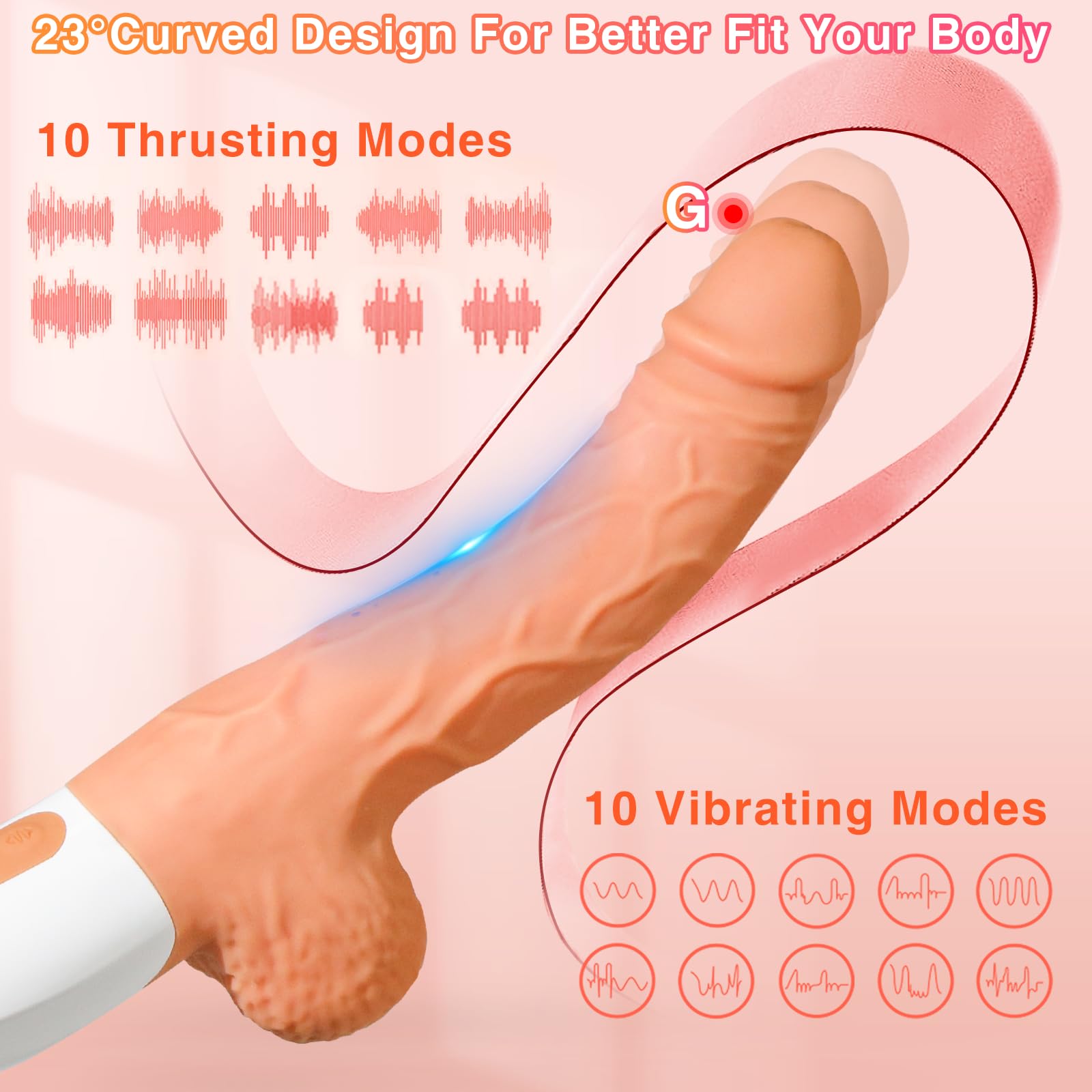 Sex Machine Thrusting Realistic Dildo for Women with 10 Vibrating & Thrusting Modes for G Spot Clitoral Anal Stimulation, Remote Control Silicone Vibrator, Adult Sex Toy (): Flesh