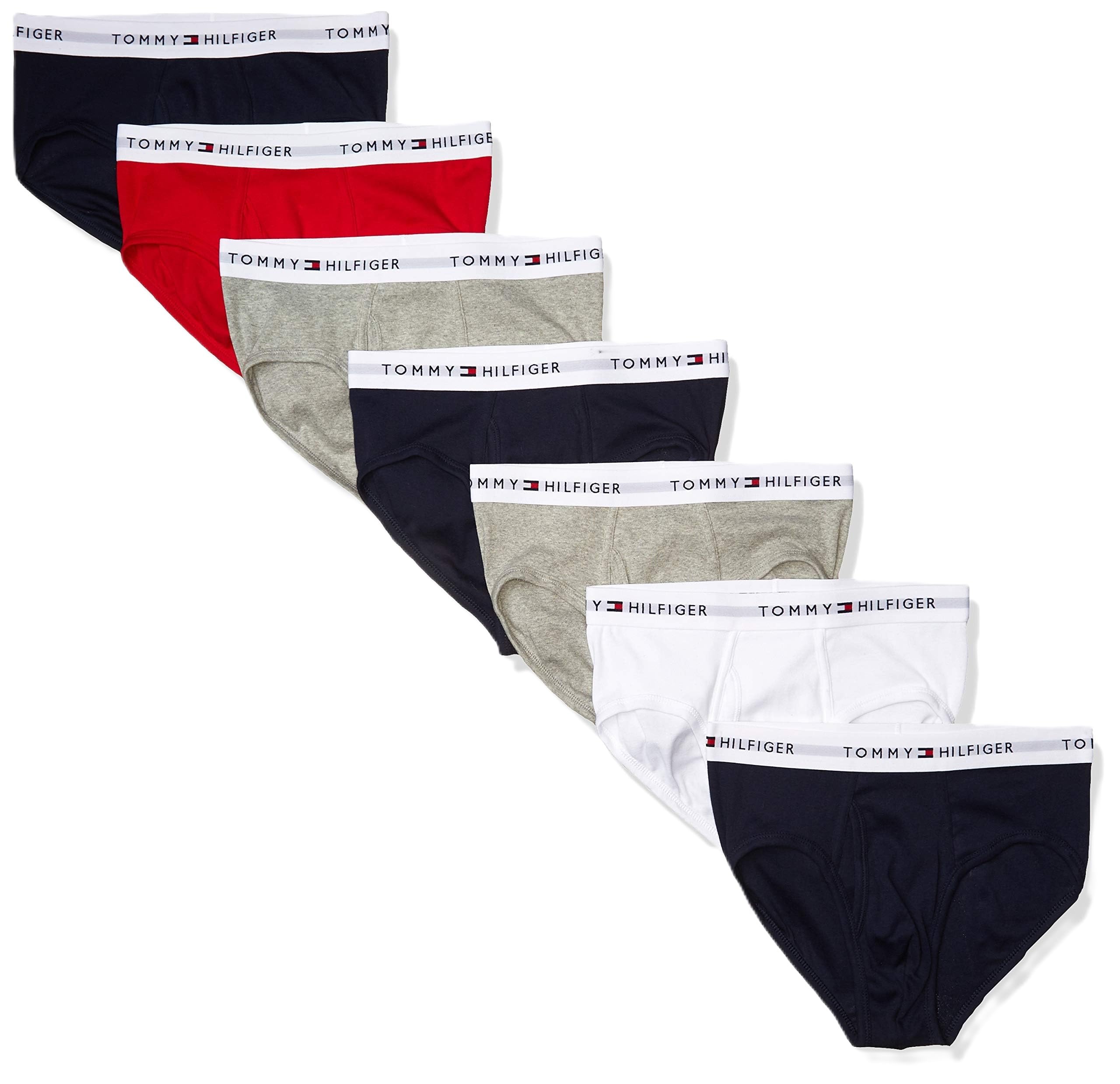 Tommy Hilfiger Men's Underwear Cotton Classics Megapack Brief - Amazon Exclusive: Small 3 Navy, 2 Grey Heather,1 Red, 1 White