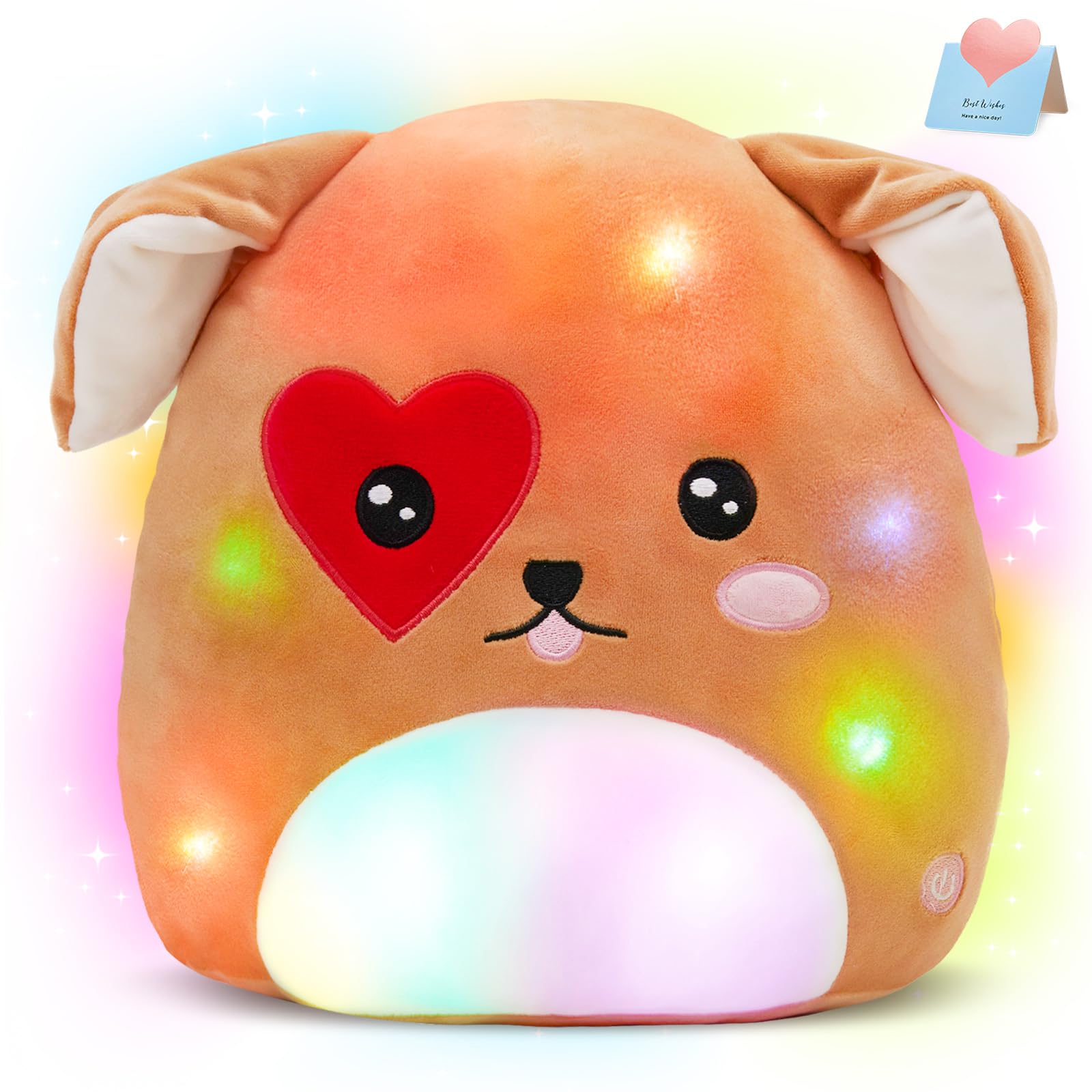 CozyWorld Puppy  Plush Stuffed Animals Plushie Squishy Original Heart Love You Dog Pillow Soft Cuddly Gifts for Boys Girls 11.5 Inch