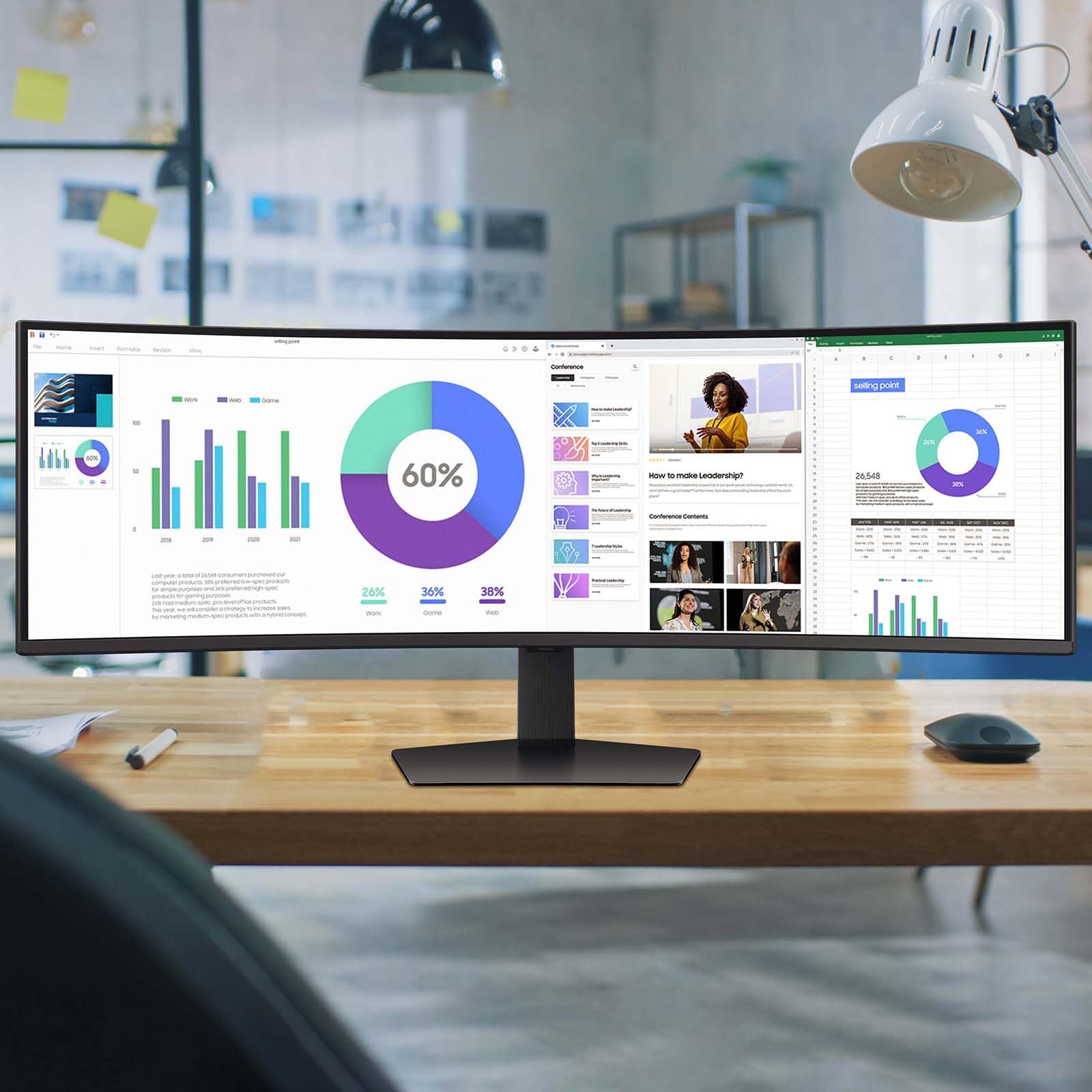 SAMSUNG 49” Odyssey G9 Series DQHD 1000R Curved Gaming Monitor, 1ms(GtG), VESA DisplayHDR 1000, 240Hz, AMD FreeSync Premium Pro, Height Adjustable Stand, Ultrawide Screen, LS49CG954ENXZA, 2024: DP and HDMI Cable