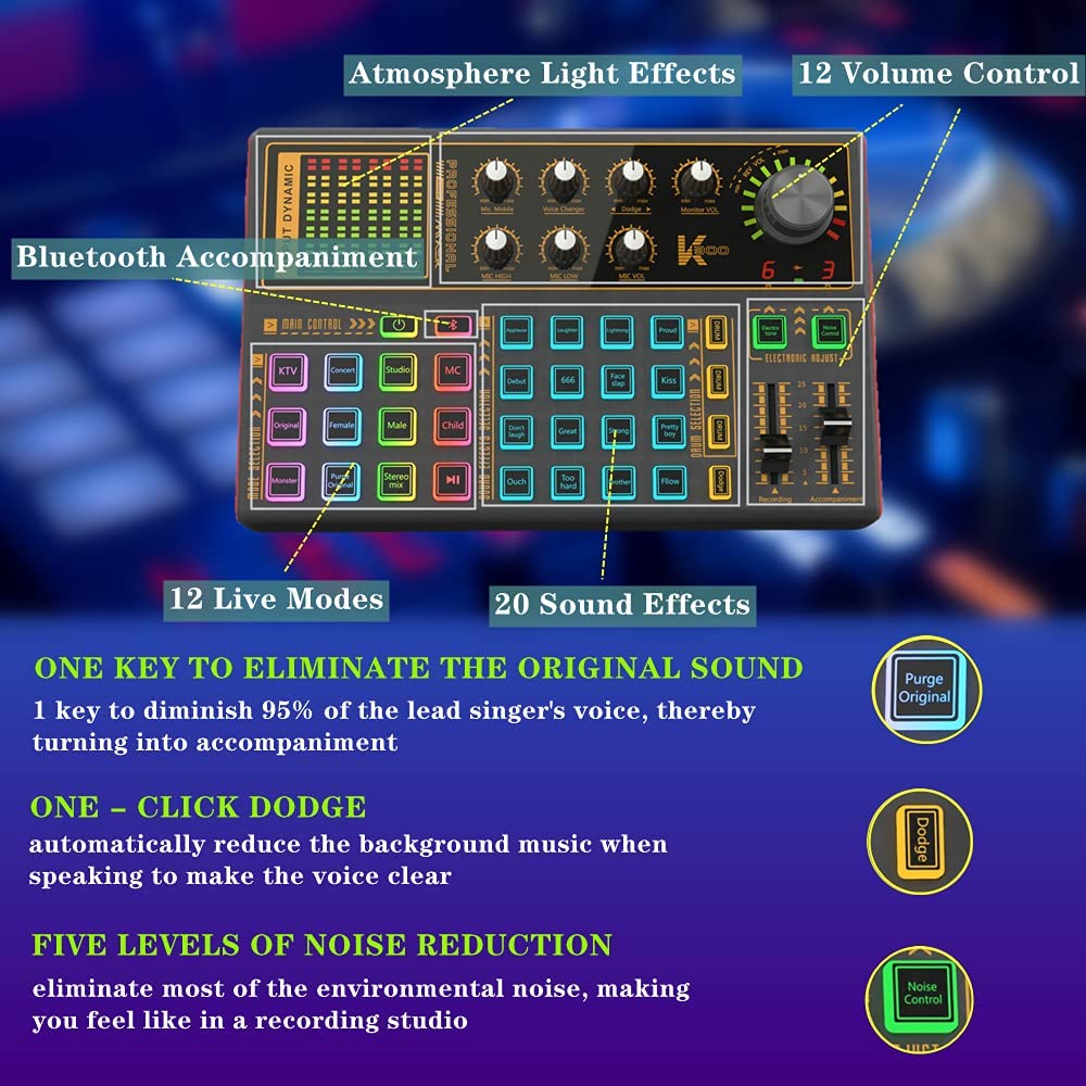 Podcast Equipment Bundle, BM-800 Recording Studio Package with Voice Changer, Live Sound Card - Audio Interface for Laptop Computer Vlog Living Broadcast Live Streaming YouTube TikTok (): AM100-K300
