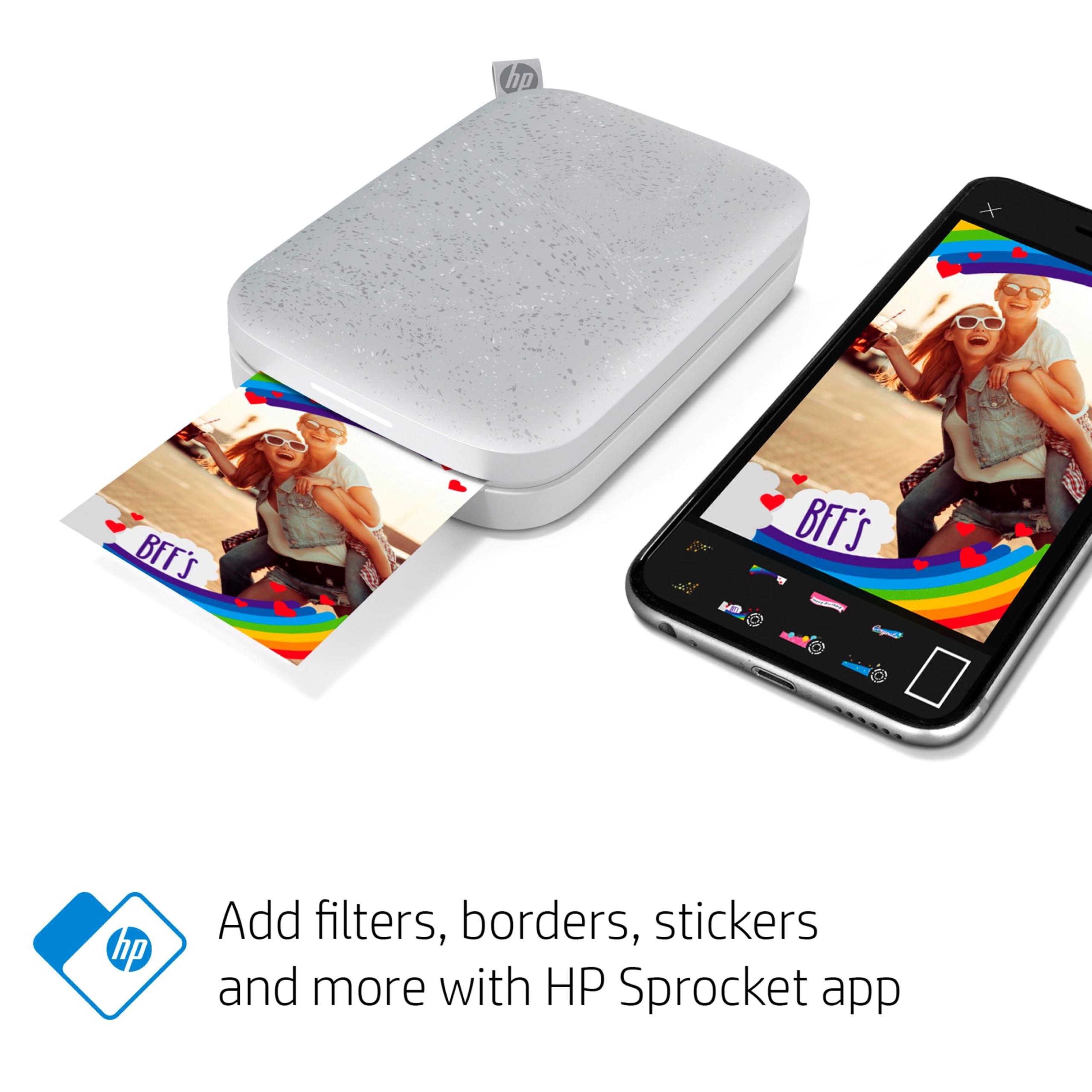 HP Sprocket 2x3" Instant Smartphone Photo Printer - Portable Color Wireless Mobile Printer - Zink Sticky-Back Photos - Print from Compatible iOS & Android Devices with Bluetooth w/Fun App - Luna Pearl: Luna Pearl Printer