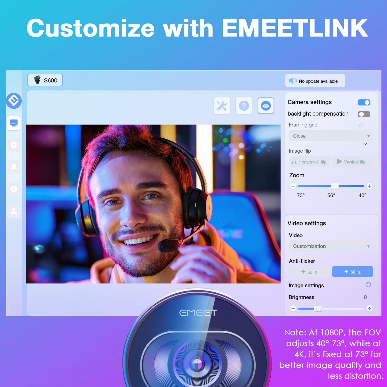 EMEET S600 4K Webcam for Streaming - Sony 1/2.5'' Sensor, PDAF Autofocus, 1080P@60FPS, 2 Noise Reduction Mics, Built-in Privacy Cover, 73° FOV, Streaming Camera for Live Commerce/Gaming/Beauty: S600 4K Sony Sensor PDAF 60FPS with Tripod