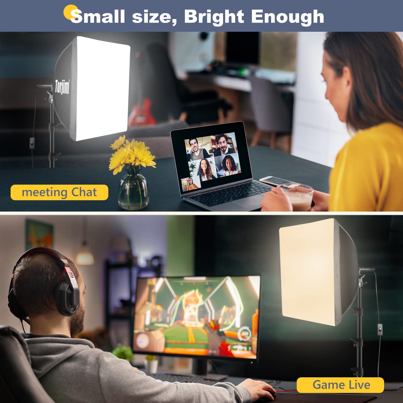 Torjim Softbox Photography Lighting Kit, 16'' x 16'' Professional Softbox Lighting Kit with 85W 3000-7500K LED Bulbs, Studio Lights for Photography/Video Recording/Live Streaming/Portraits Shooting: 16inch