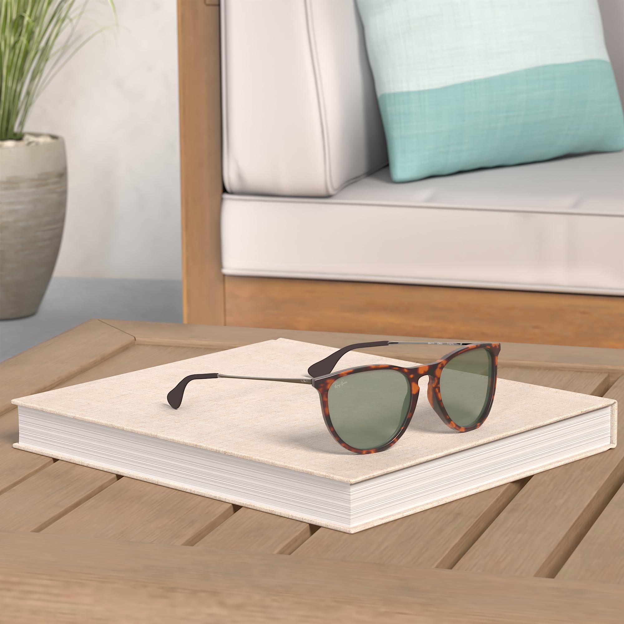 Ray-Ban RB4171 Erika Sunglasses + Vision Group Accessories Bundle: Light Havana/Dark Green (710/71)