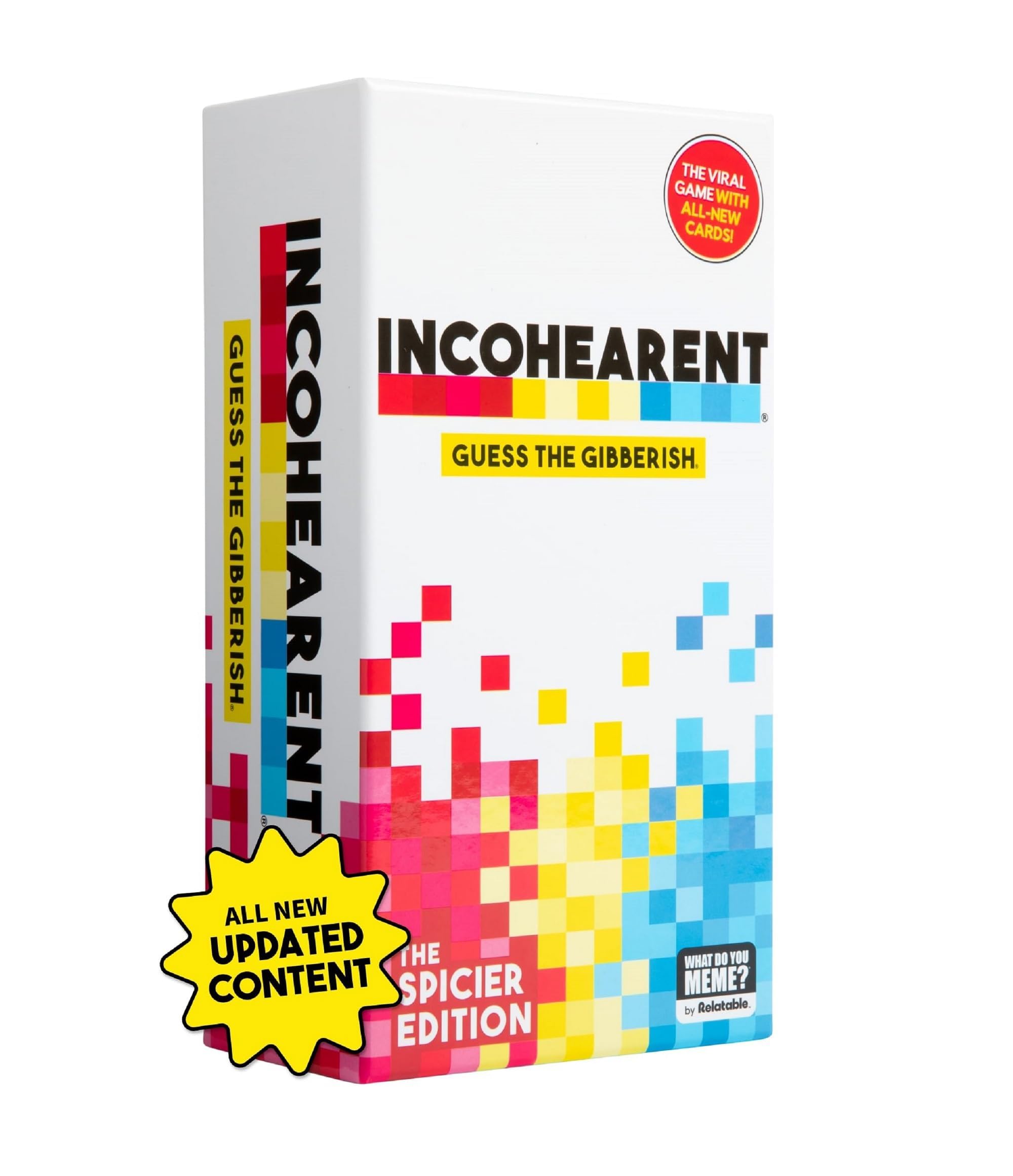 WHAT DO YOU MEME? Incohearent, The Guess The Gibberish Party Game by Relatable, A Funny Card Game for Adults, Great for Game Night Games, Includes 400 Cards, Instructions, and 1 Sand Timer