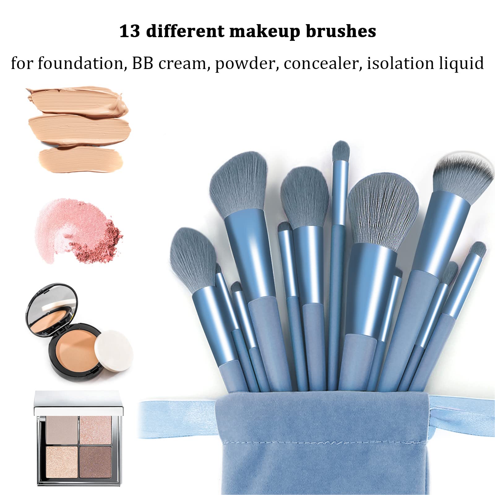 Koccido Makeup Brushes 22 Pcs Makeup Kit,Foundation Brush Eyeshadow Brush Make up Brushes Set (Green, 22 Piece Set): 22 Piece Set Large Sky-blue