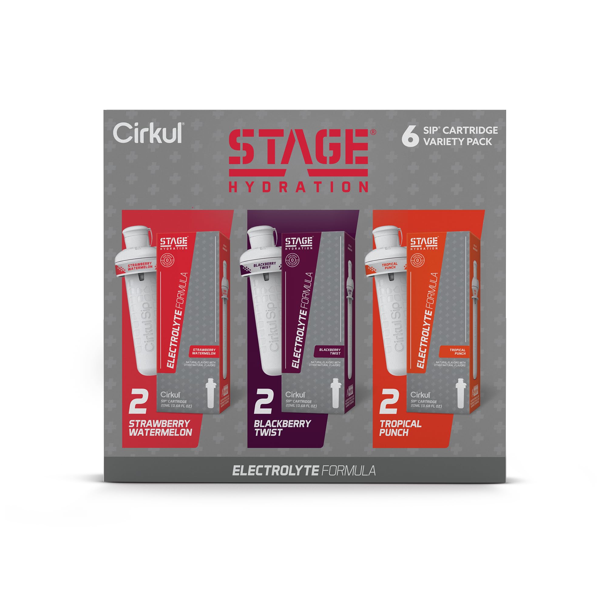 Cirkul Stage Flavor Cartridge Variety Pack with Electrolytes and Stevia, 6-Pack (2 Strawberry Watermelon, 2 Tropical Punch, 2 Blackberry Twist): Stage Variety Pack