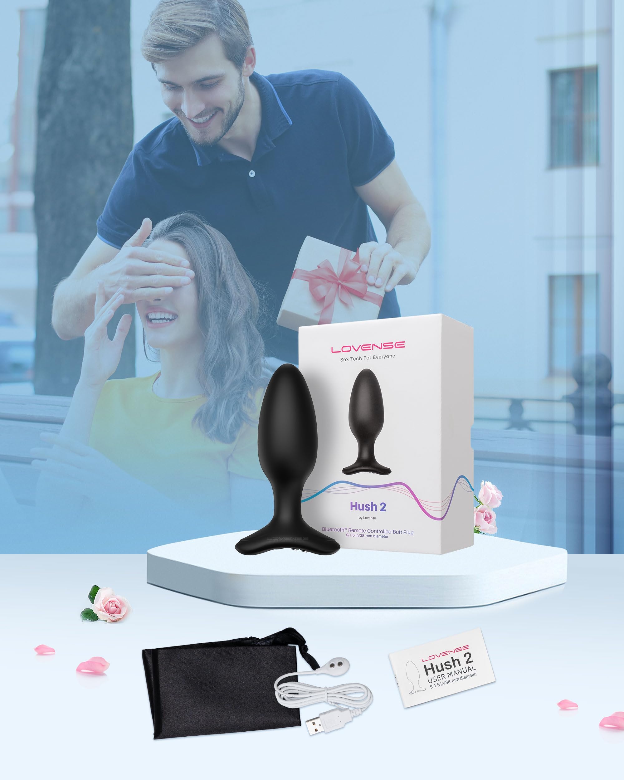 LOVENSE Hush 2 Vibrating Butt Plug 1.5", Silicone Anal Vibrator for Men with Remote Control, Waterproof and Rechargeable Big Plug Vibration Machine for Women, Adult Anal Plug Sex Toys for Couples: 1.5 in