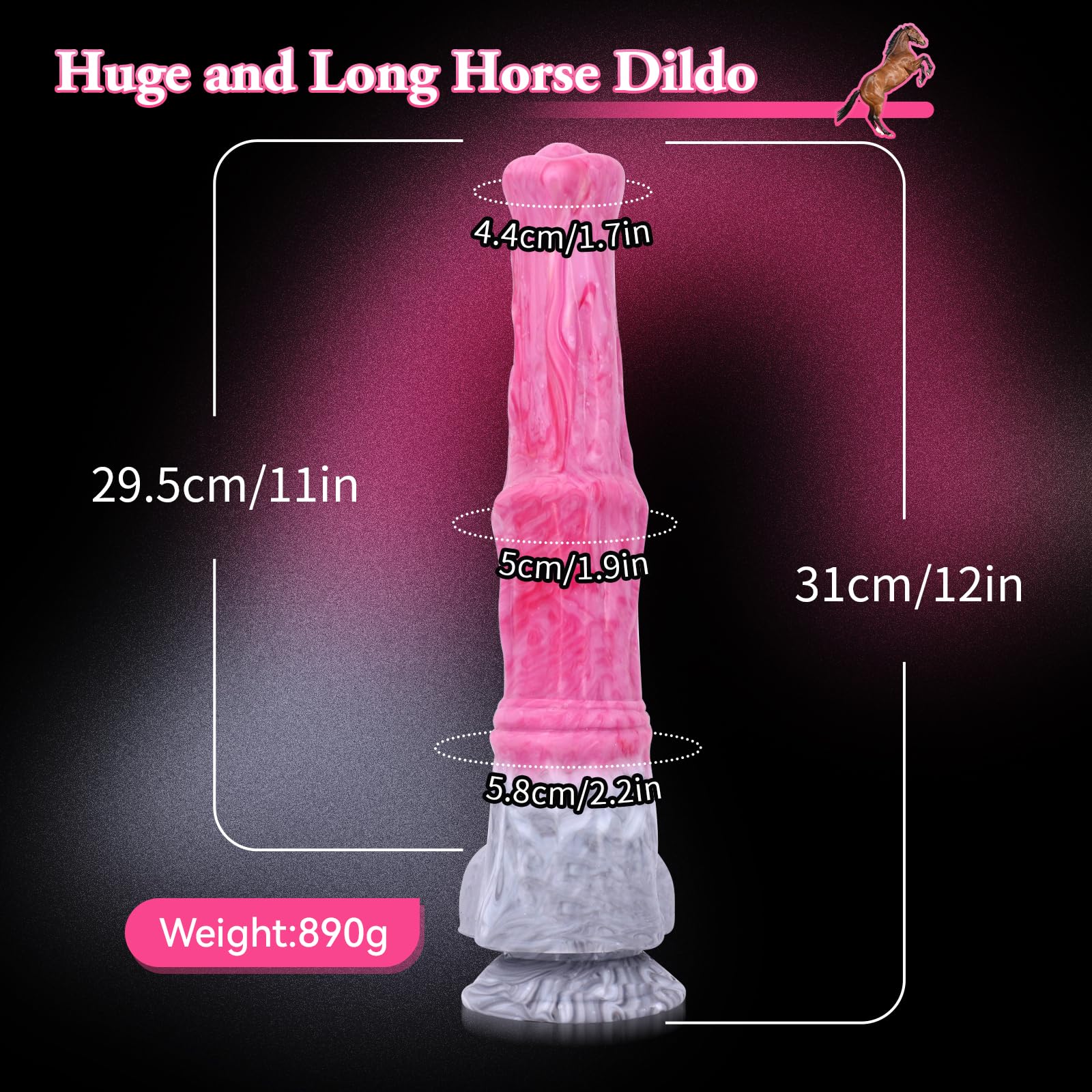 Realistic  Horse Dildo, 12inch Long Fantasy Huge Thick Anal Dildo with Suction Cup, Big Silicone Adult Sex Toy for Men and Women Couples: Original