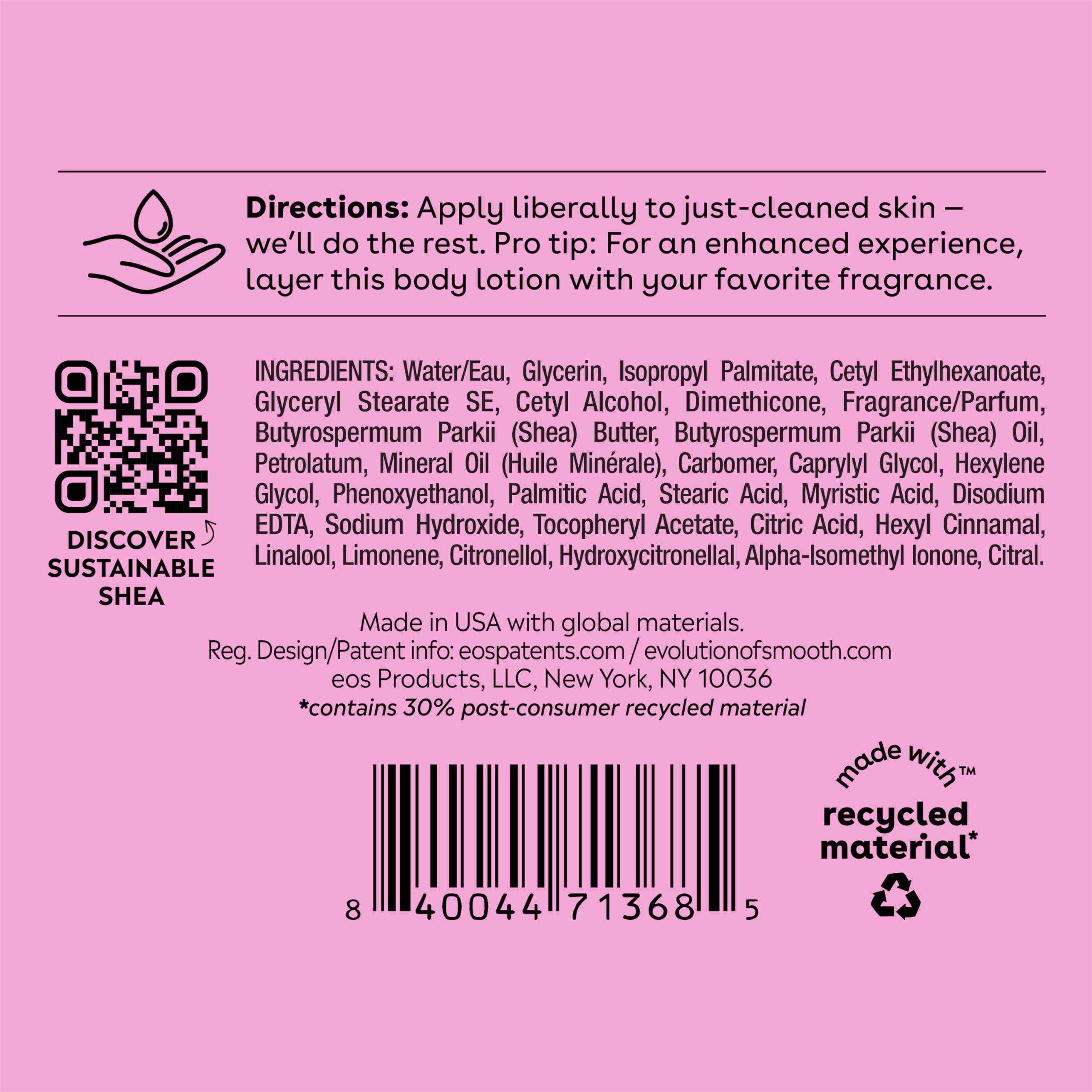 eos Shea Better Body Lotion Pomegranate Raspberry, 24-Hour Moisture Skin Care, Lightweight & Non-Greasy, Natural Shea, Vegan, 16 fl oz: Pomegranate Raspberry 16 Fl Oz (Pack of 1)