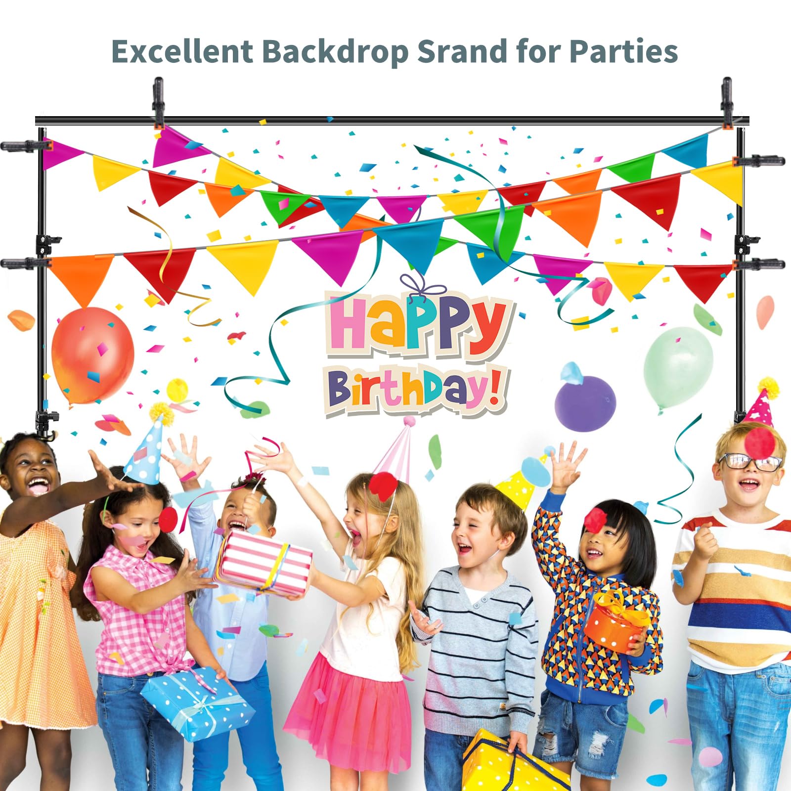 FOTOCREAT Backdrop Stand Kit 10x6.5ft Adjustable Photography Photo Studio Background Support System with Carry Bag and,4 Backdrop Clip for Photoshoot,Parties,Wedding,Birthday,Baby Photo Shoot: 6.5X6.5FT
