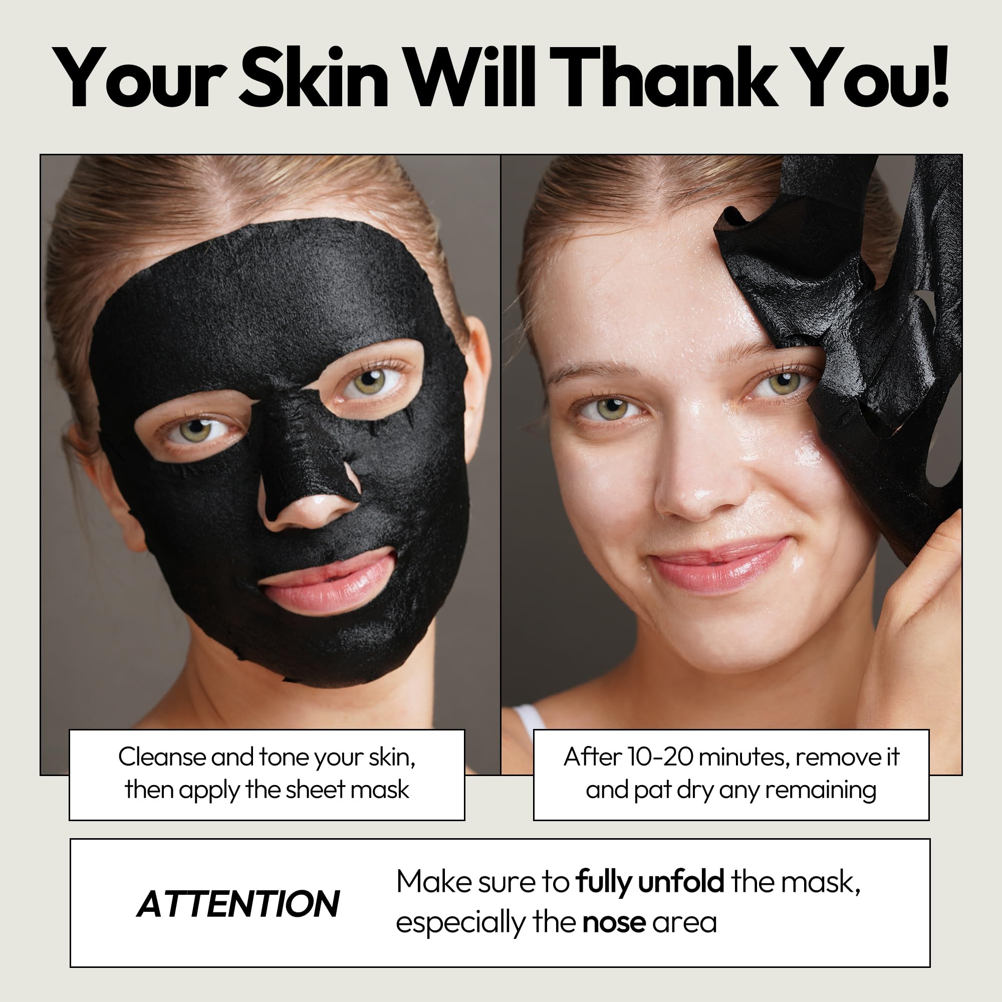LAPCOS  Sheet Mask, Daily Face Mask with Probiotics to Clarify Skin, Korean Beauty Favorite, 5-Pack: Charcoal