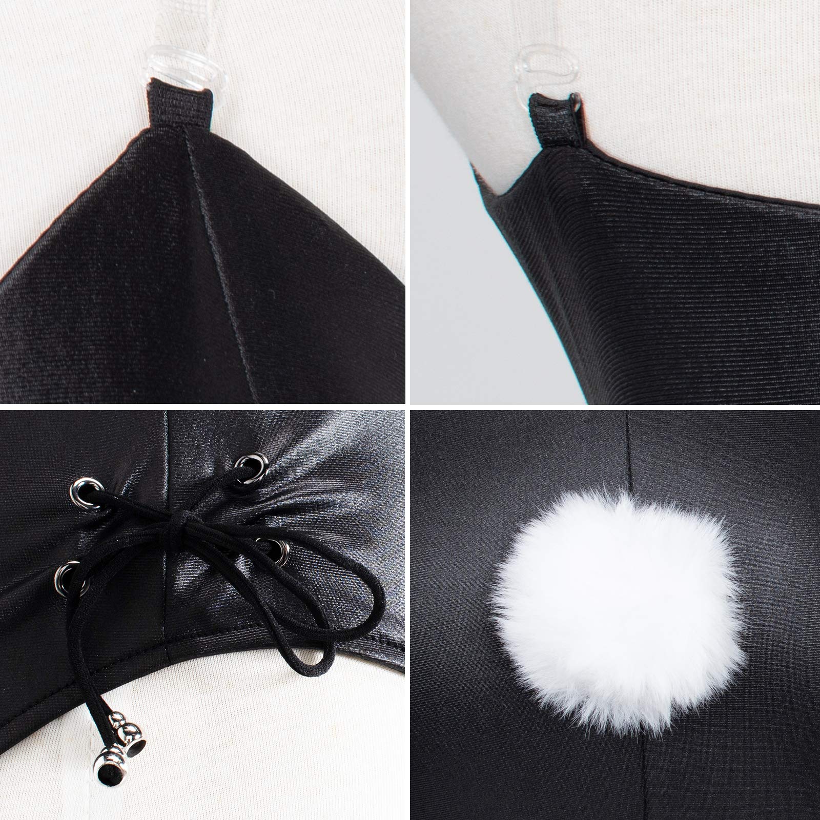 Womens Bunny Costume Girl Suit Senpai Cosplay Anime Role Costume One Piece Bodysuit Stockings Set: 5X-Large Black/White-removable Padded