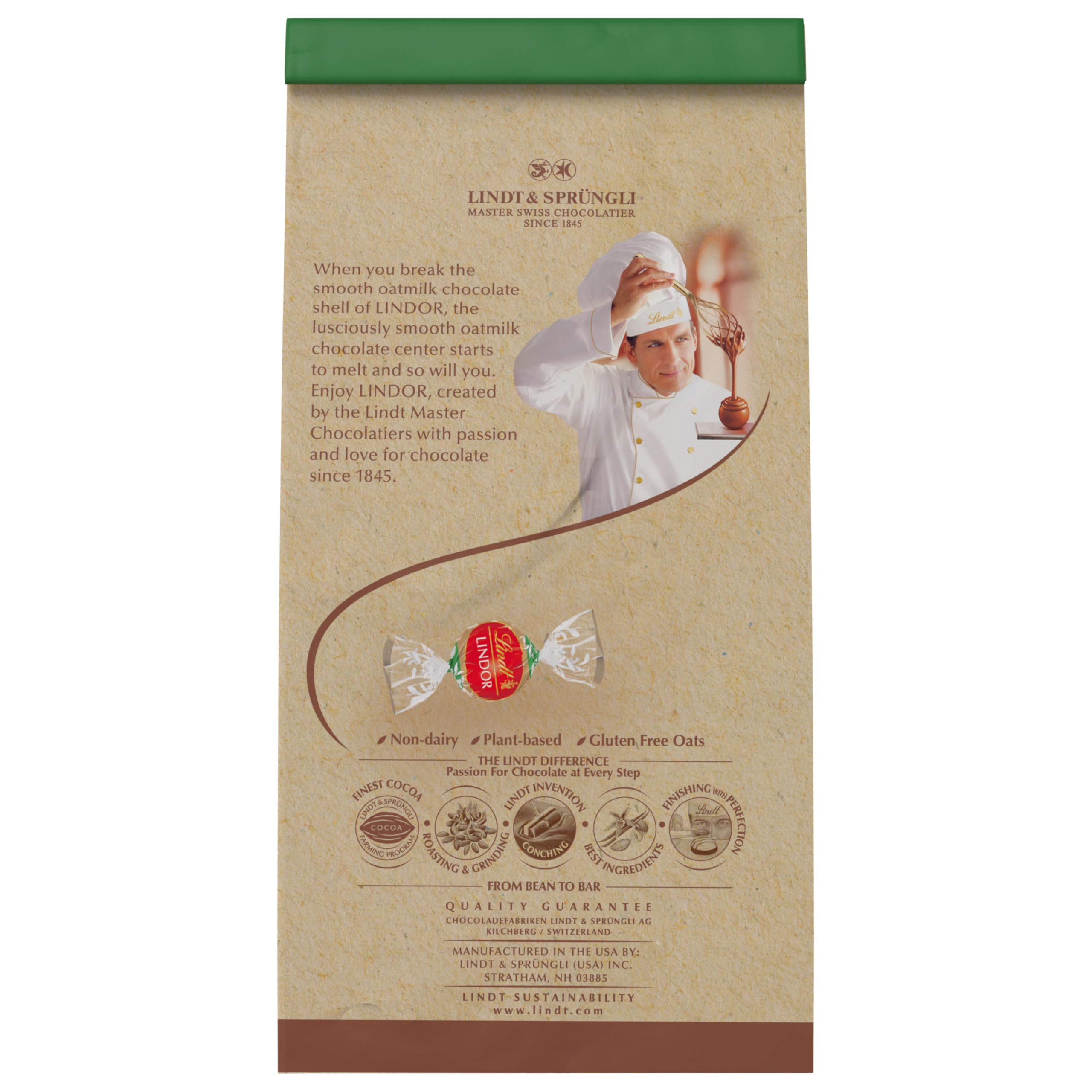 Lindt LINDOR OatMilk Chocolate Candy Truffles, Non-Dairy Chocolate Truffles with Smooth, Melting Truffle Center, 5.1 oz.
