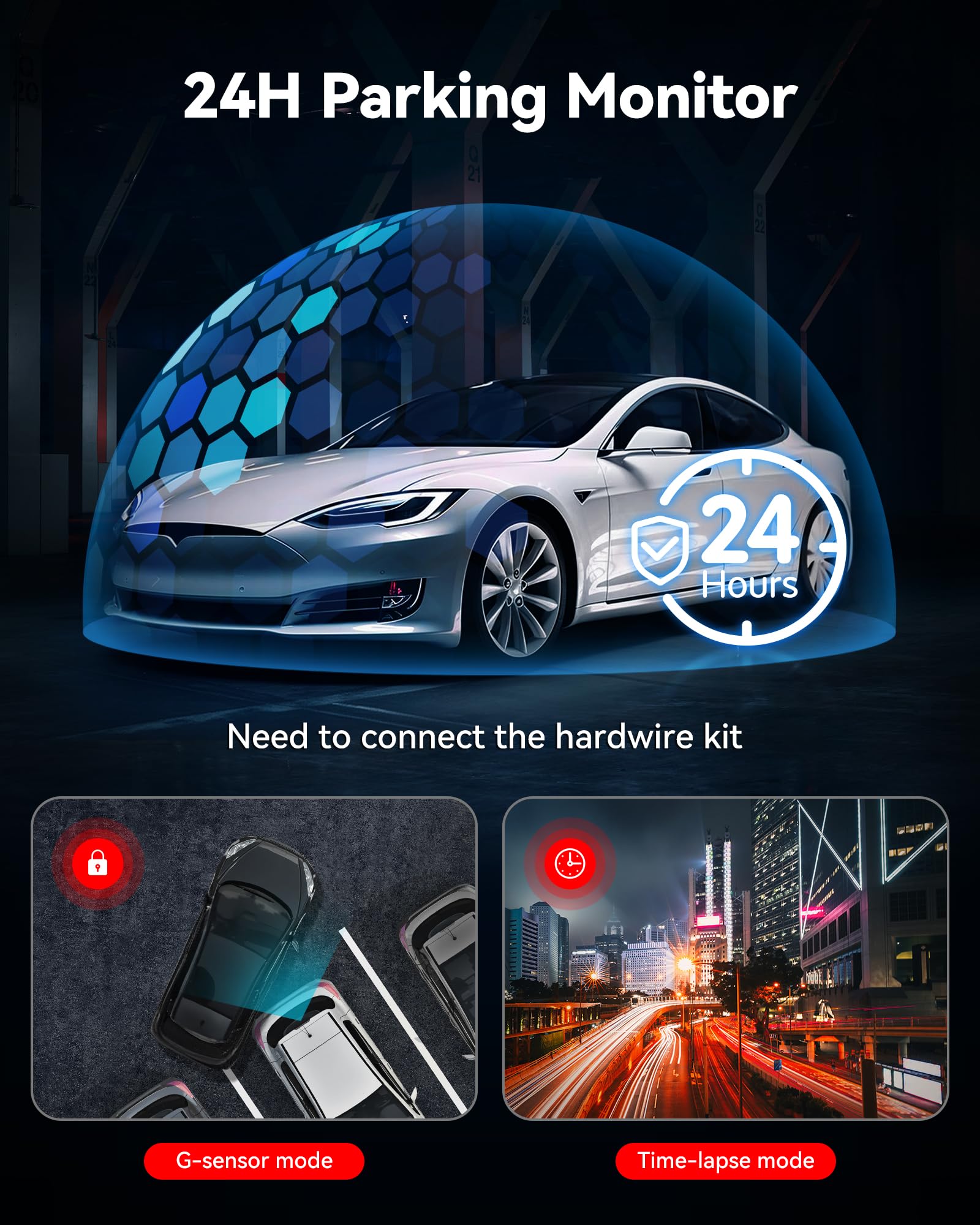 REDTIGER Dash Cam Front Rear, 4K/2.5K Full HD Dash Camera for Cars, Included 32GB Card, Built-in Wi-Fi GPS, APP Control, 3.18" IPS Screen, Night Vision, Wide Angle, WDR, 24H Parking Mode(F7NP)