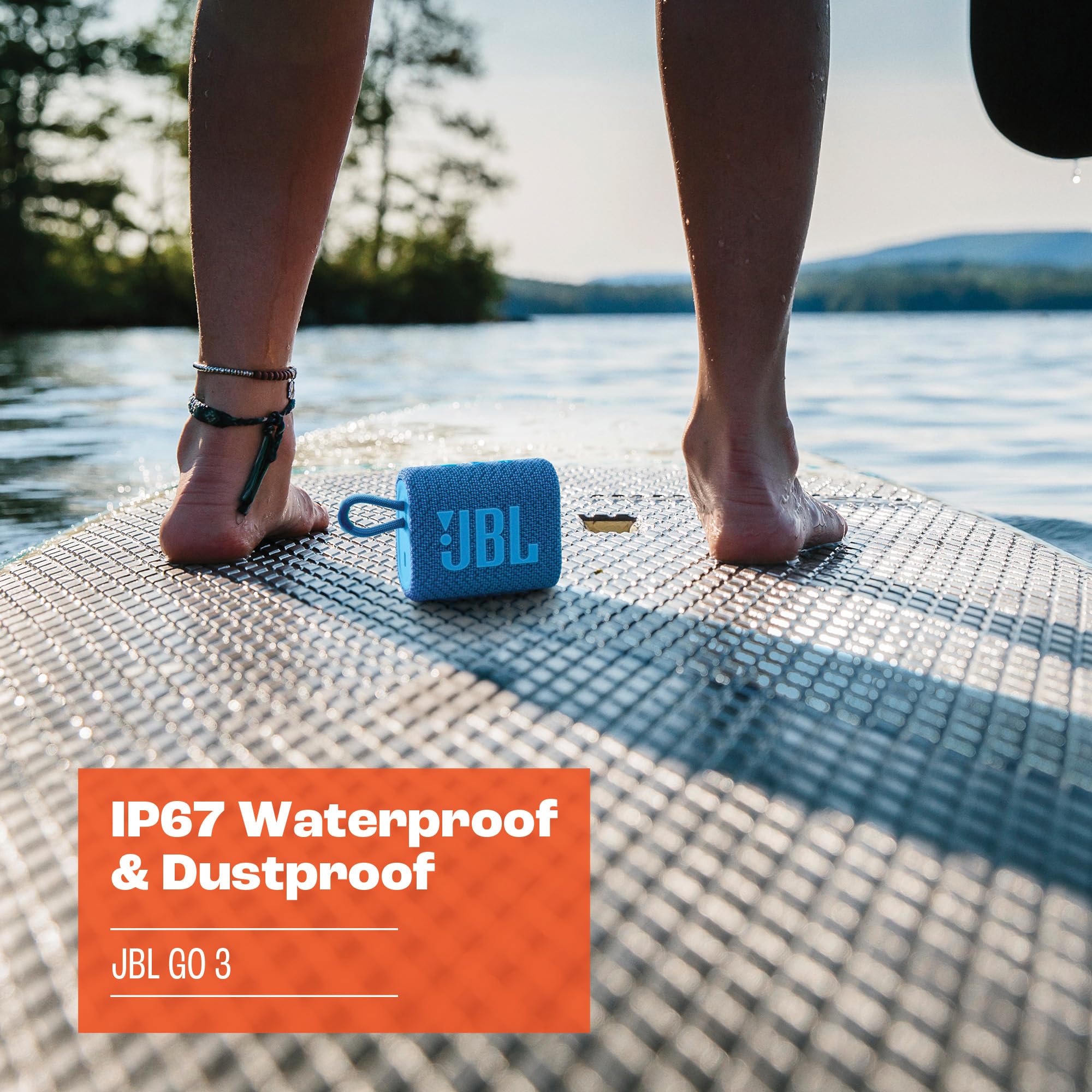 JBL Go 3 - Portable Mini Bluetooth Speaker, big audio and punchy bass, IP67 waterproof and dustproof, 5 hours of playtime, speaker for home, outdoor and travel (Blue)