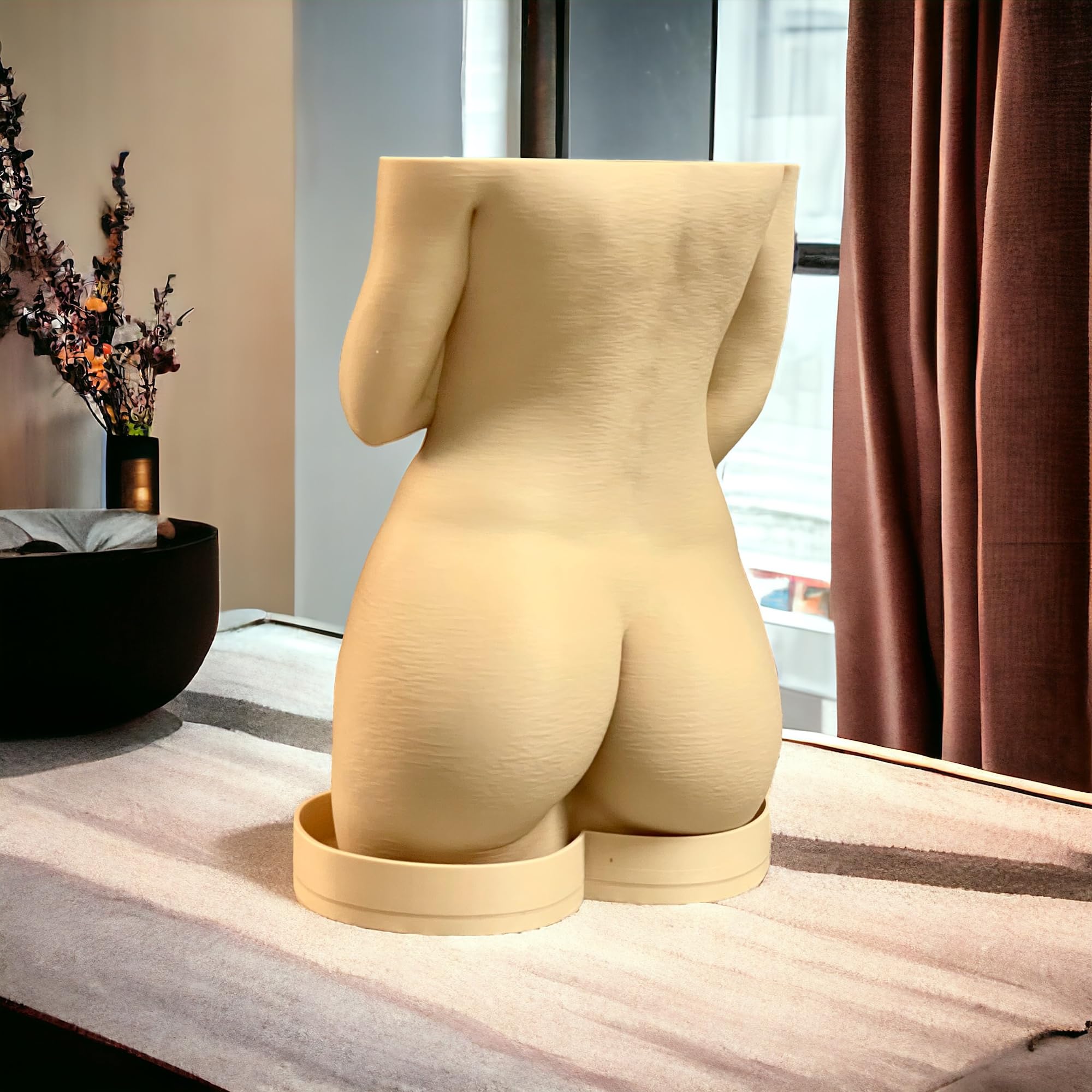 Female Body Planter, shy woman Plant Pot, Body Vase, Plant Lover Gift with drainage hole and drip tray (Sand Beige color): Female Body Planter, shy woman Plant Pot, Body Vase, Plant Lover Gift with drainage hole and drip tray (Sand Beige color)