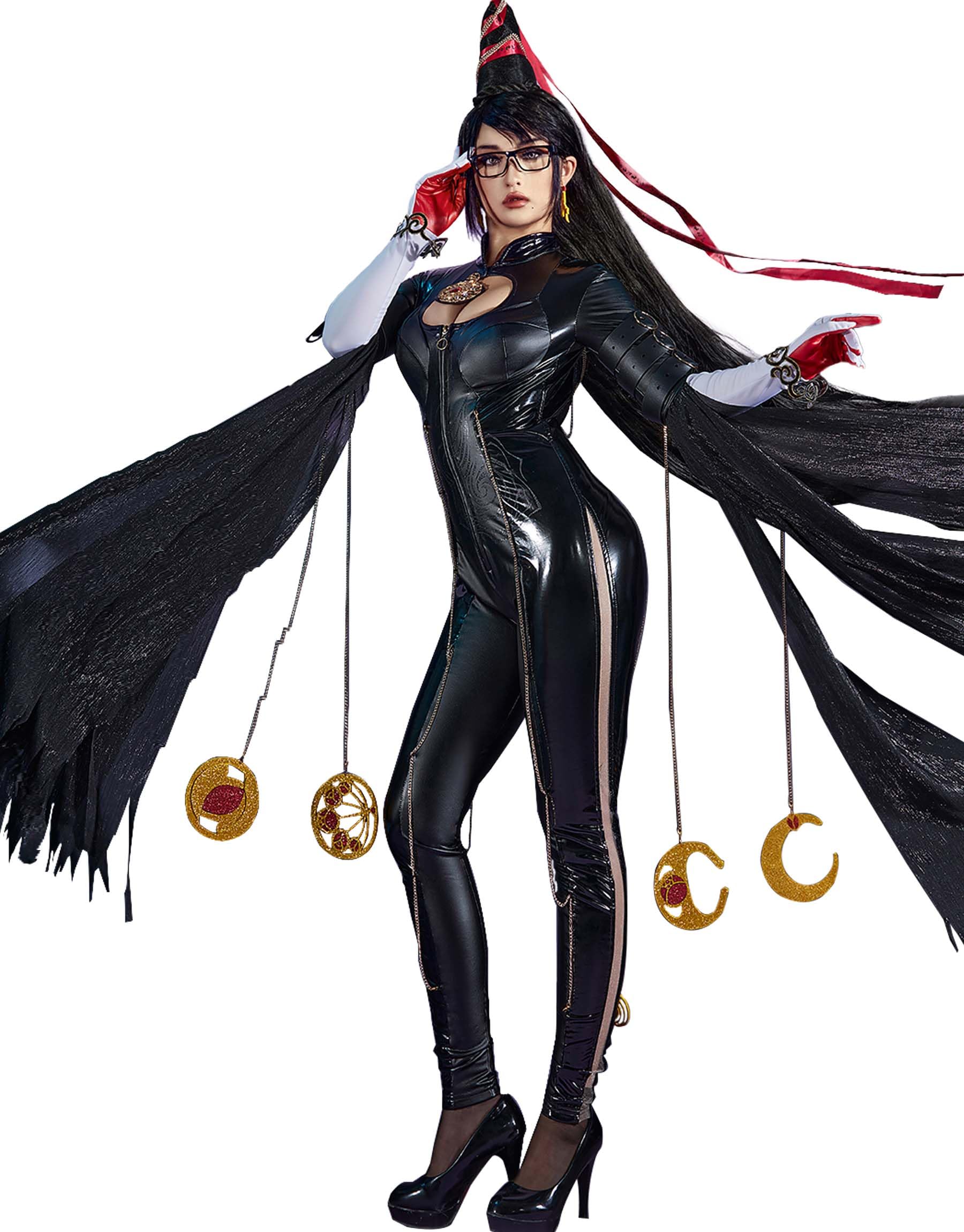 miccostumes Women's Costume Witch Cosplay Backless Bodysuit Gloves with Chains and Socks: Large