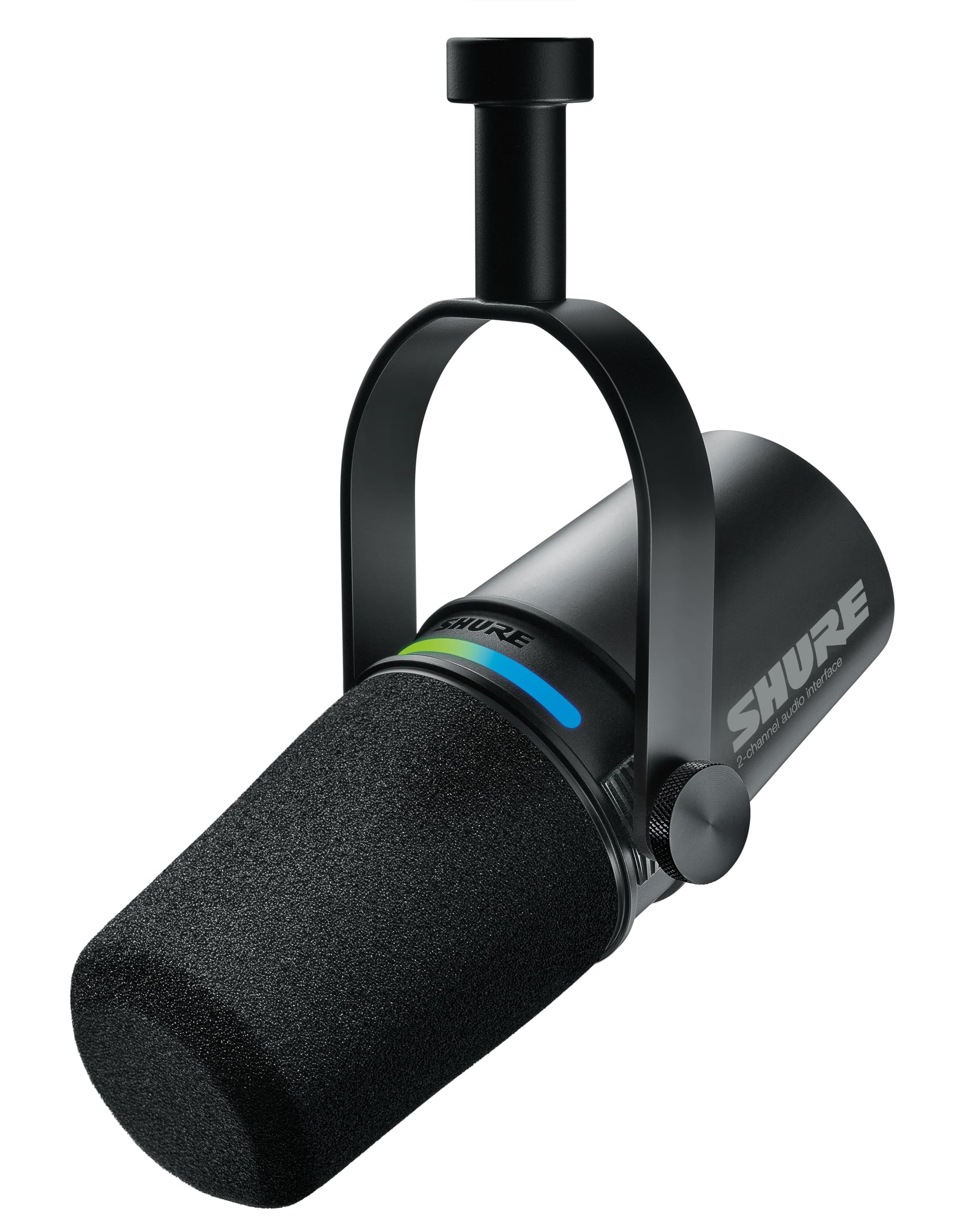 Shure MV7+ Podcast Dynamic Microphone. OBS Certified, Enhanced Audio, LED Touch Panel, USB-C & XLR Outputs, Auto Level Mode, Digital Pop Filter, Reverb Effects, Podcasting, Streaming, Recording -White: Interface