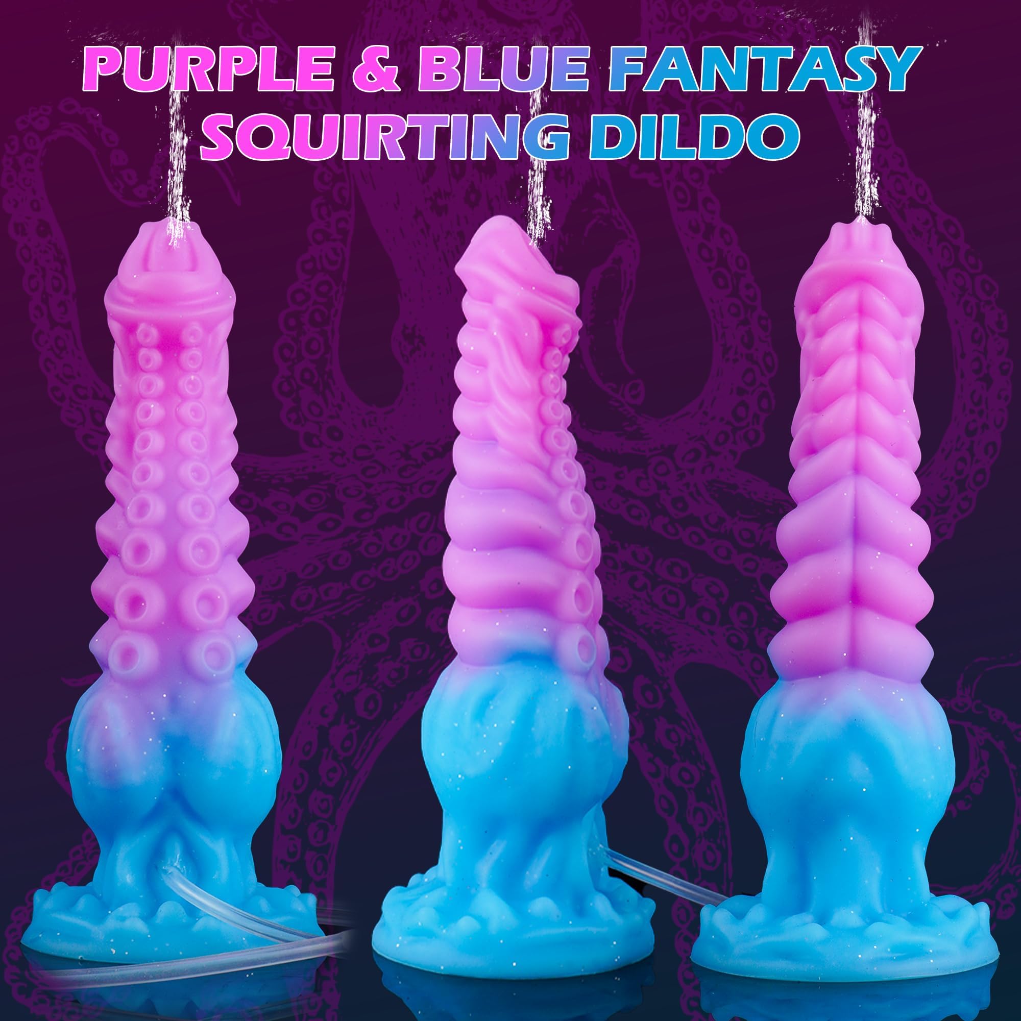 9.7" Squirting Tentacle Dildo, Fantasy Monster Dragon Dildo with Knot, Soft Silicone Ejaculating Toy with Strong Suction Cup, Adult Pleasure Sex Toy for Women Men