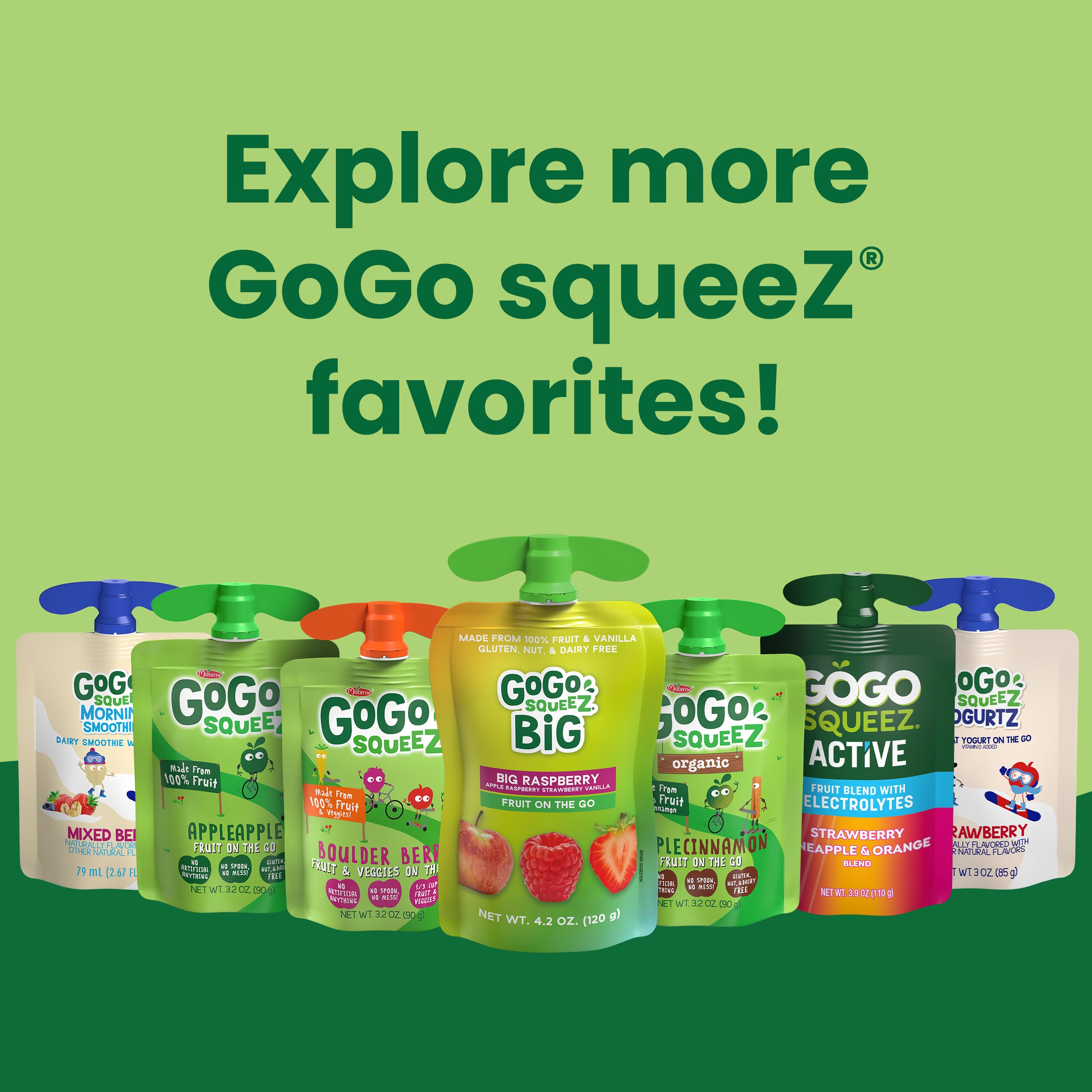 GoGo squeeZ Fruit & veggieZ Applesauce and Puree Variety Pack, Jurassic Pear, Roarrrr Berry & Prehistoric Peach, 3.2 oz (Pack of 20), Unsweetened Snacks for Kids, BPA Free Pouches: Dino Variety Pack