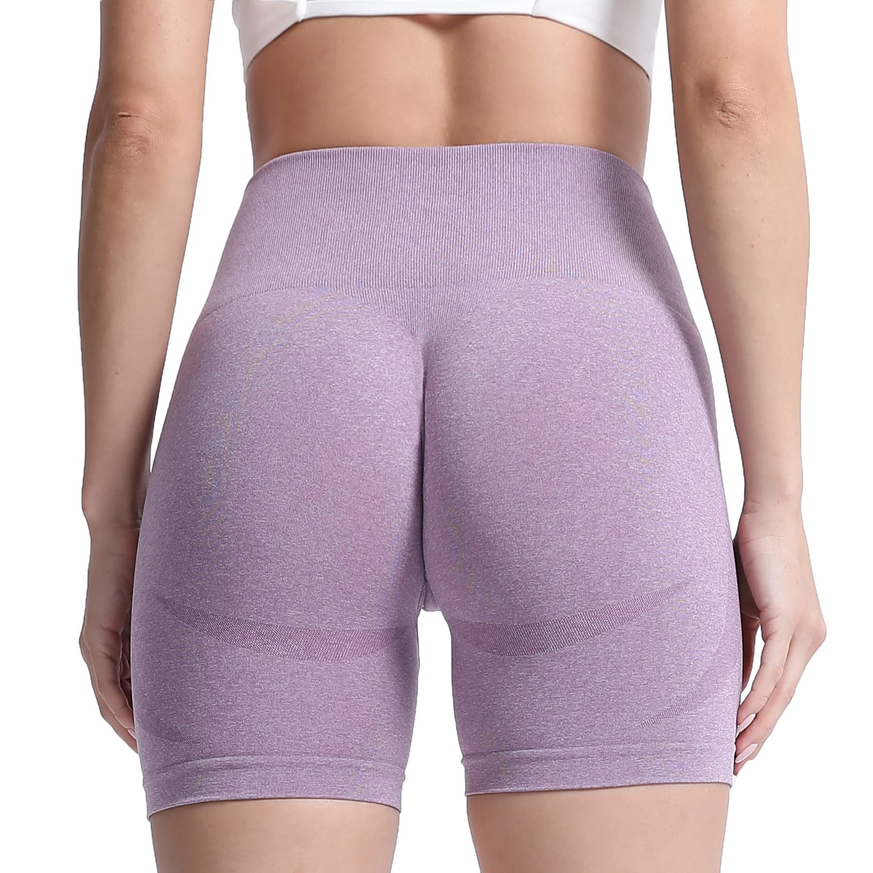 Aoxjox Contour Seamless Shorts for Women High Waist Workout Gym Biker Booty Running Yoga Short thumbnail 4