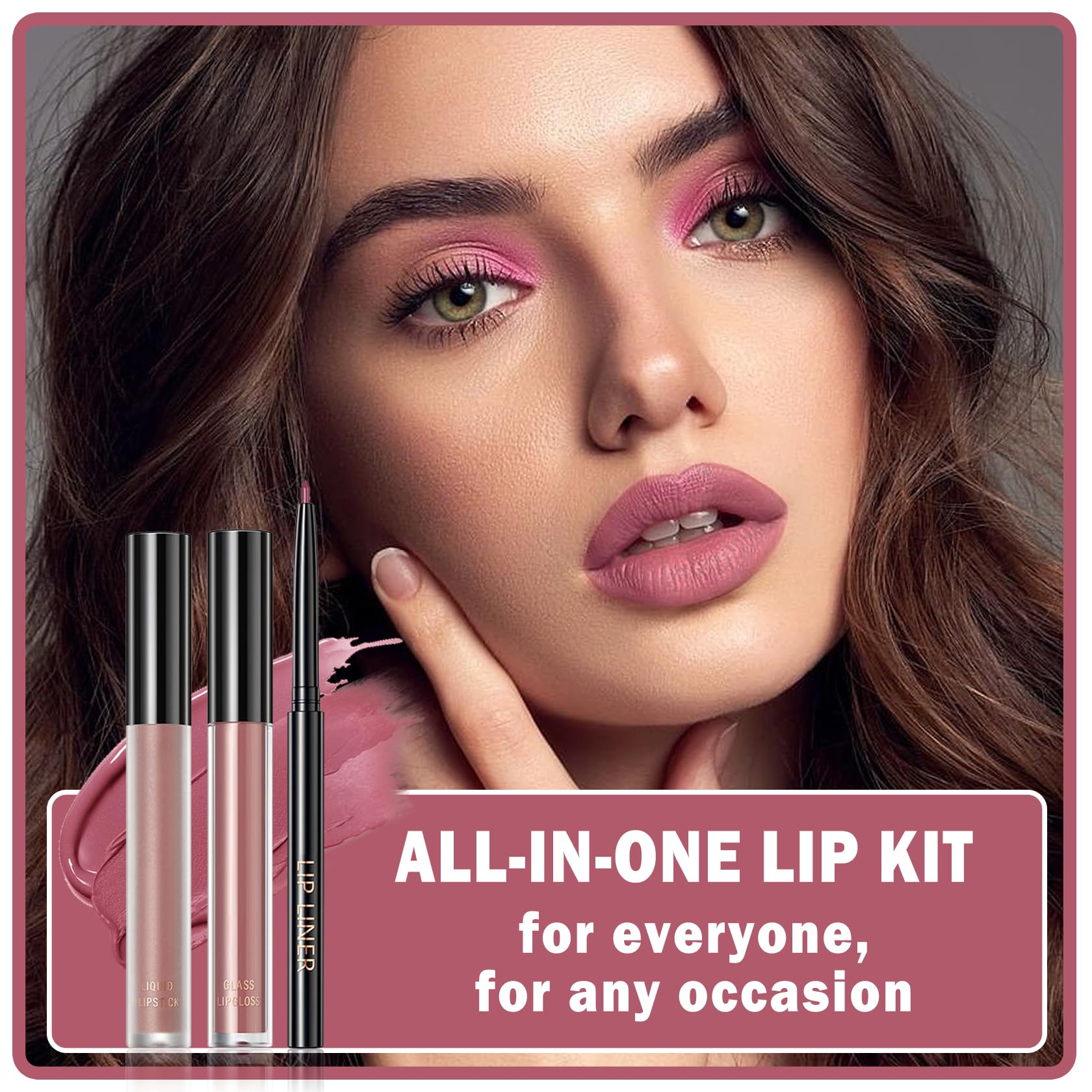 QIUFSSE 3 in 1 Black Lip Liner Pencil and Lipstick lipgloss Set Matte Black Lipstick Lip Gloss Kit Long-lasting Nonstick Cup Smudge Proof Lip Kits with Lip Liner,Velvet Goth Makeup (): 01# Sole Memory