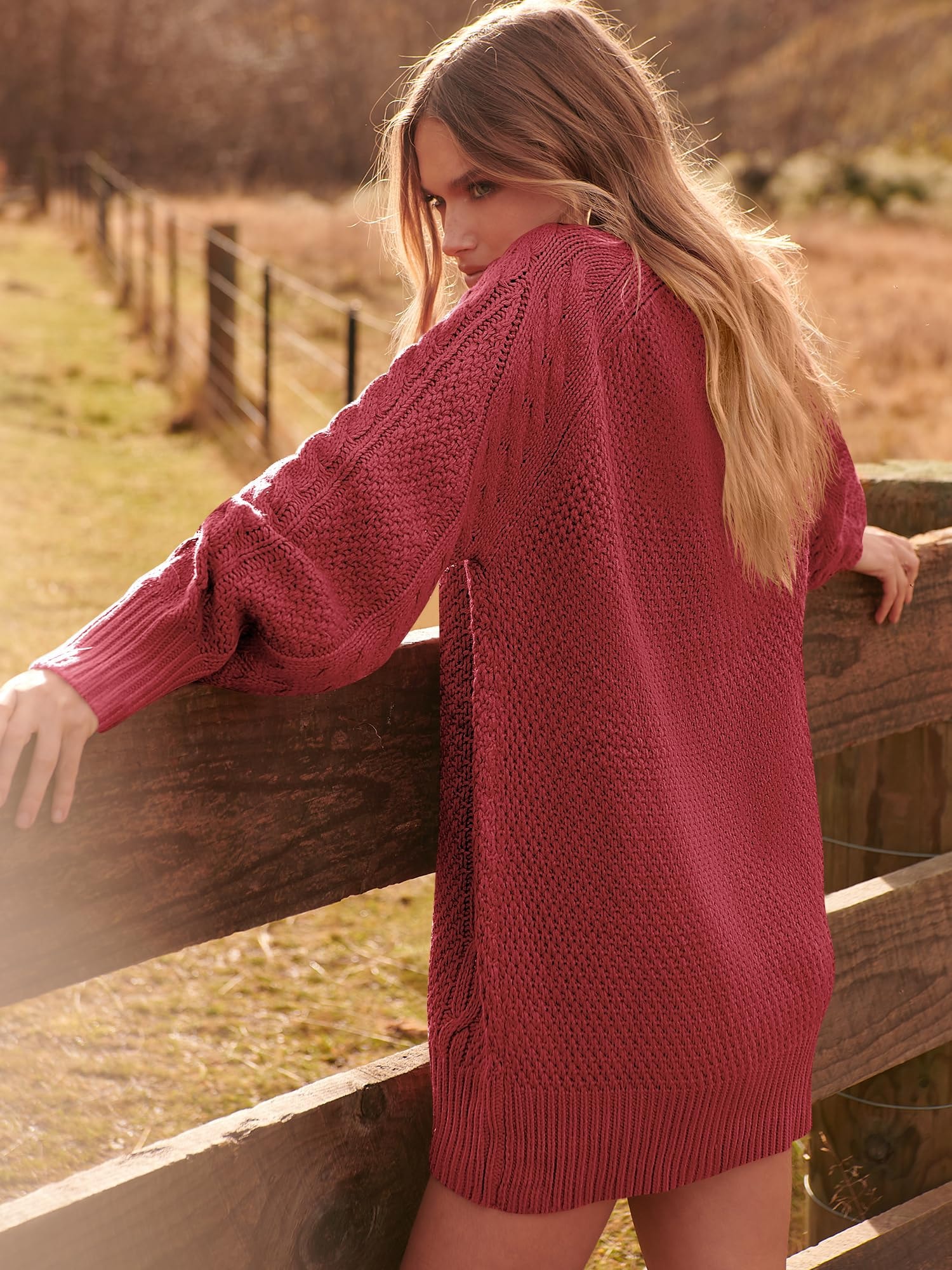 ANRABESS Women Long Sleeve Oversized Cable Knit Chunky Baggy Loose Pullover Tunic Mini Sweater Dress 2025 Trendy Fall Outfits - Image 7