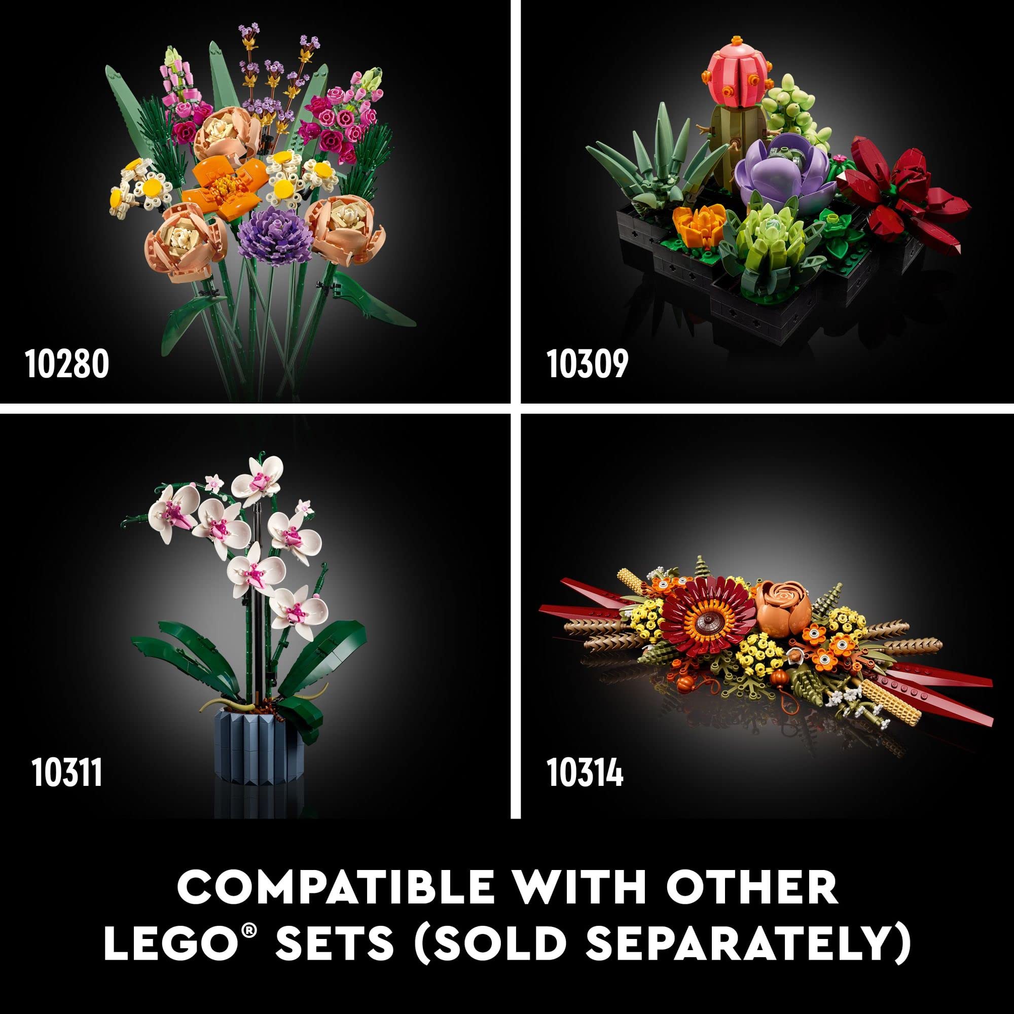 LEGO Botanicals Artificial Wildflower Bouquet - Fake Indoor Flowers Building Set for Home, Kitchen, Desk Decoration, Adults Ages 18+ - Gift for Birthdays - 10313
