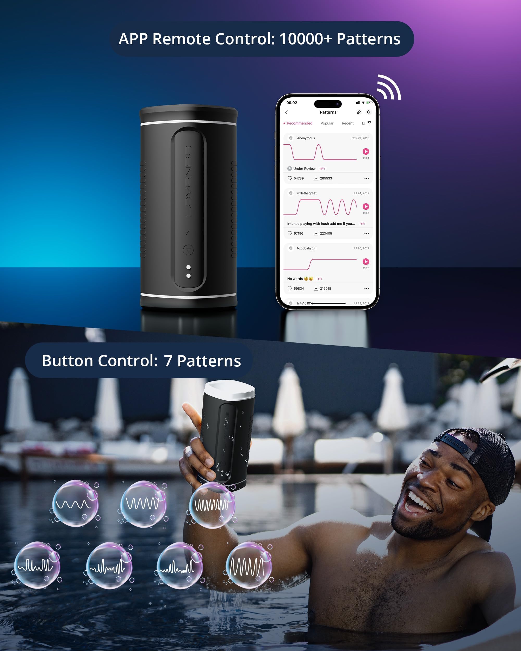 LOVENSE Calor Male Masturbator, Automatic Male Masturbator Cup with 7 Thrusting Rotating for Penis Stimulation, Electric Masturbation Toy, Blowjob Stroker Adult Sex Toys for Men