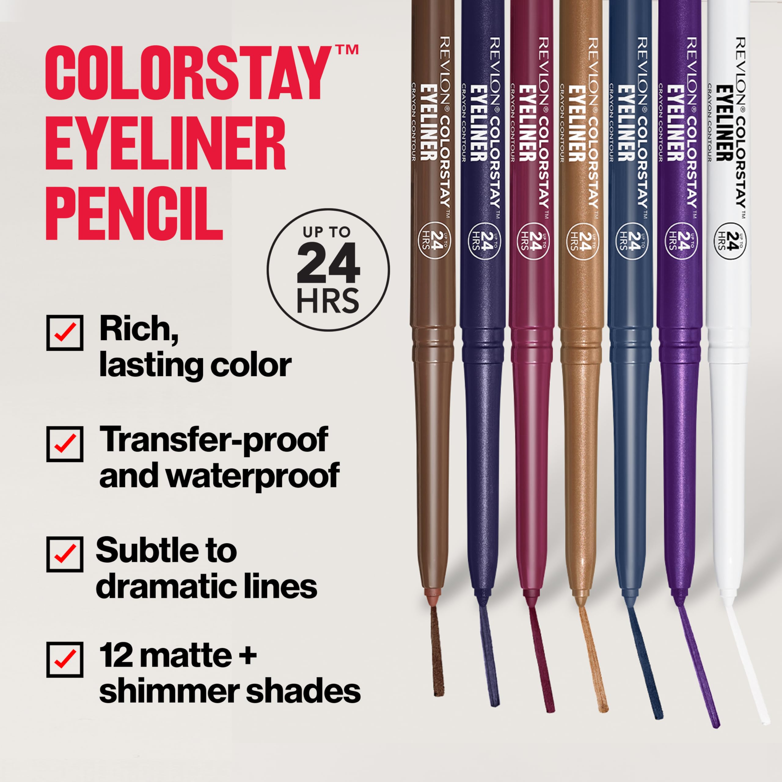 Revlon ColorStay Pencil Eyeliner with Built-in Sharpener, Waterproof, Smudgeproof, Longwearing Eye Makeup with Ultra-Fine Tip, 201 Black, 0.01 oz: Black 0.01 Ounce (Pack of 1)