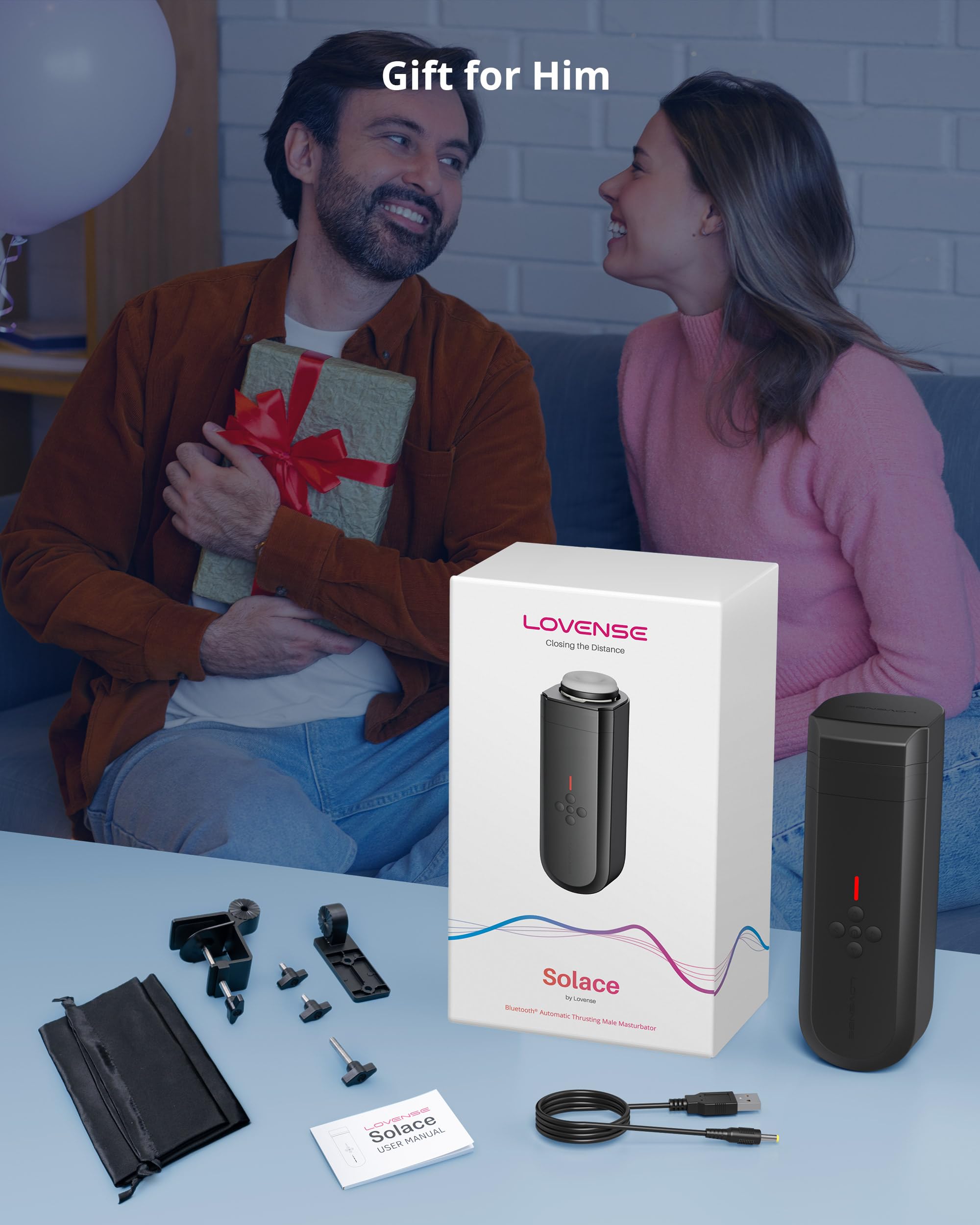 LOVENSE Solace Automatic Male Masturbator Stroker Toys, Hands-Free Electric Masturbators Cup with Adjustable Desk Mount 3D Realistic Pocket Pussy Adult Sex Toys & Games for Men Pleasure