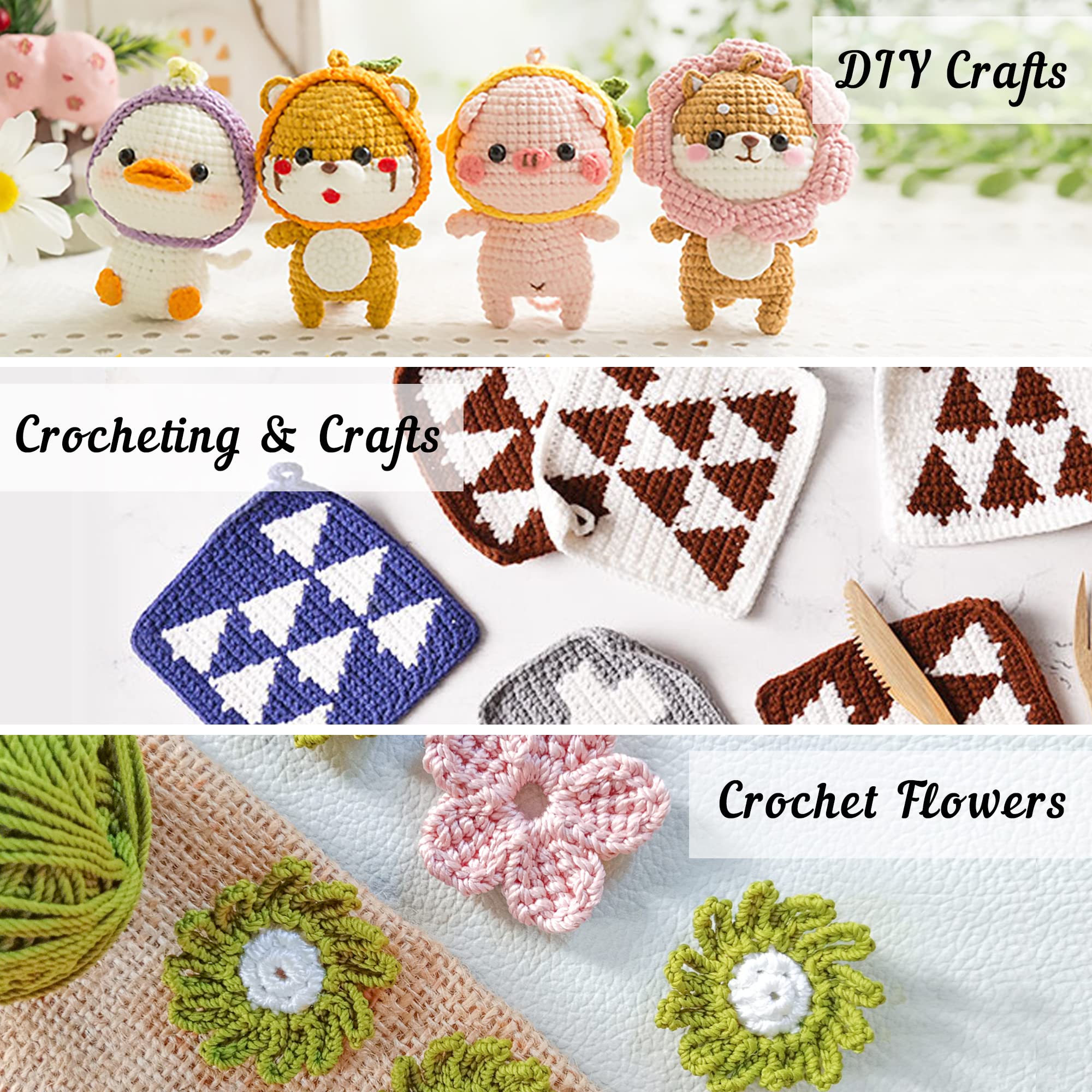 INSCRAFT  with Yarn Set– 1600 Yards Assorted Yarn for Knitting and Crochet, 73PCS Crochet Accessories Set Including Ergonomic Hooks, Knitting Needles & More Ideal Beginner Kit thumbnail 8