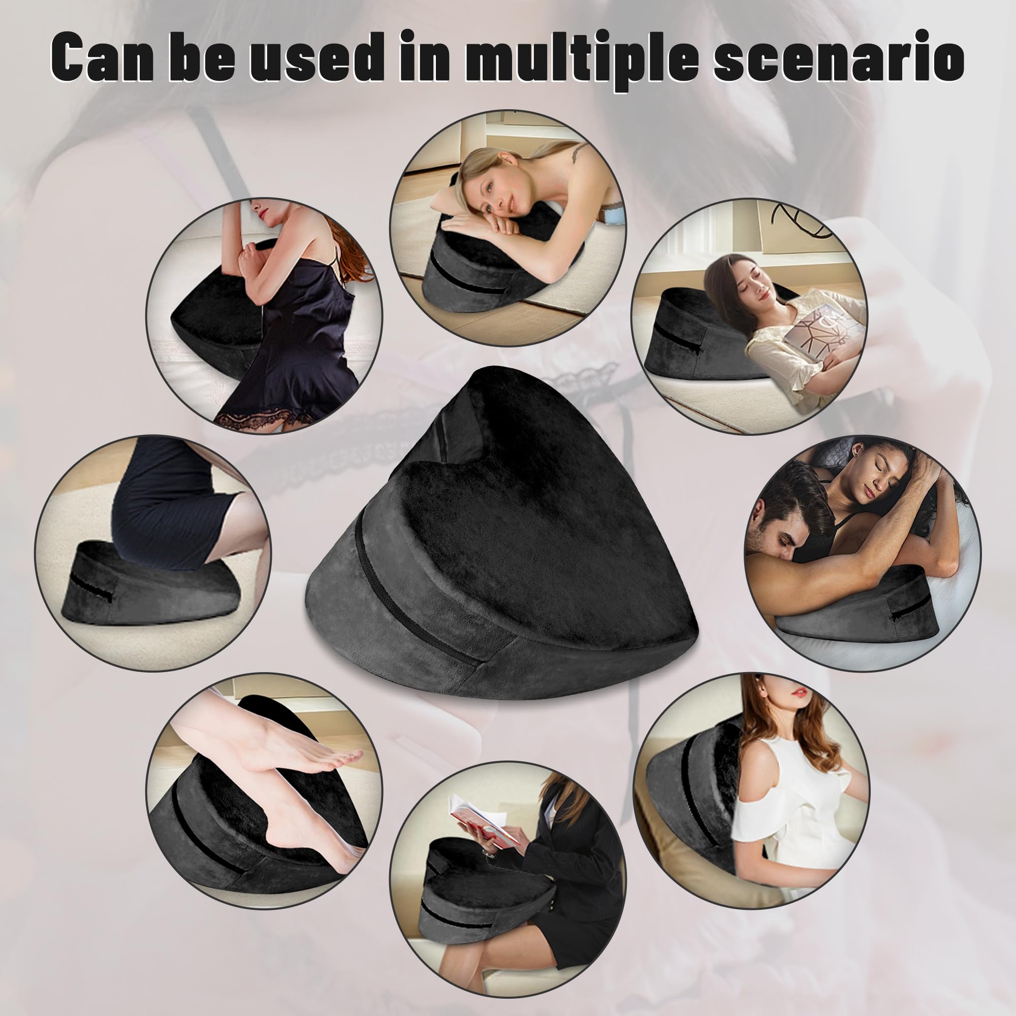 Sex Pillow Foam Heart Pillow Sex Position Pillow for Adults Sex Cushion Sex Furniture for Bedroom Couples Sex Toys: Black
