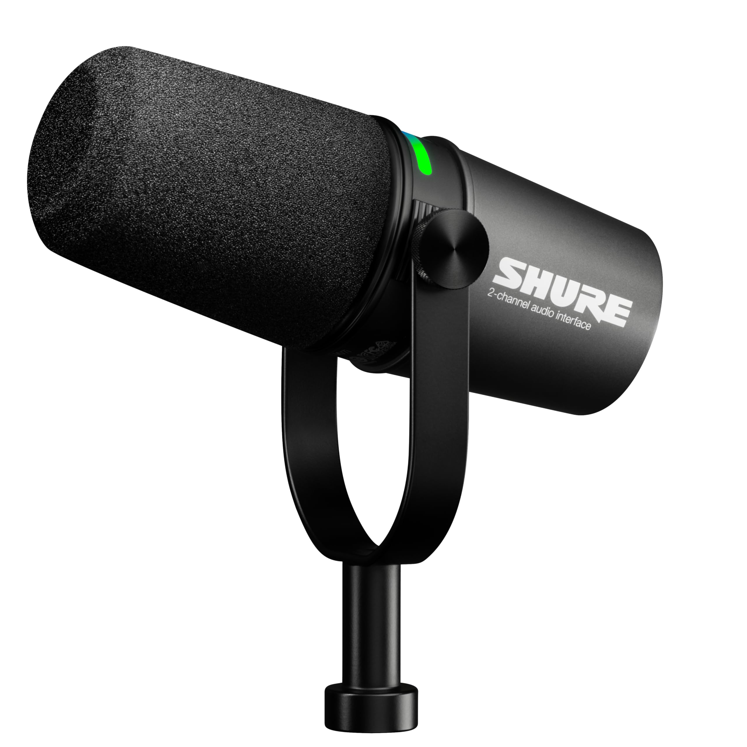 Shure MV7+ Podcast Dynamic Microphone. OBS Certified, Enhanced Audio, LED Touch Panel, USB-C & XLR Outputs, Auto Level Mode, Digital Pop Filter, Reverb Effects, Podcasting, Streaming, Recording -White: Interface