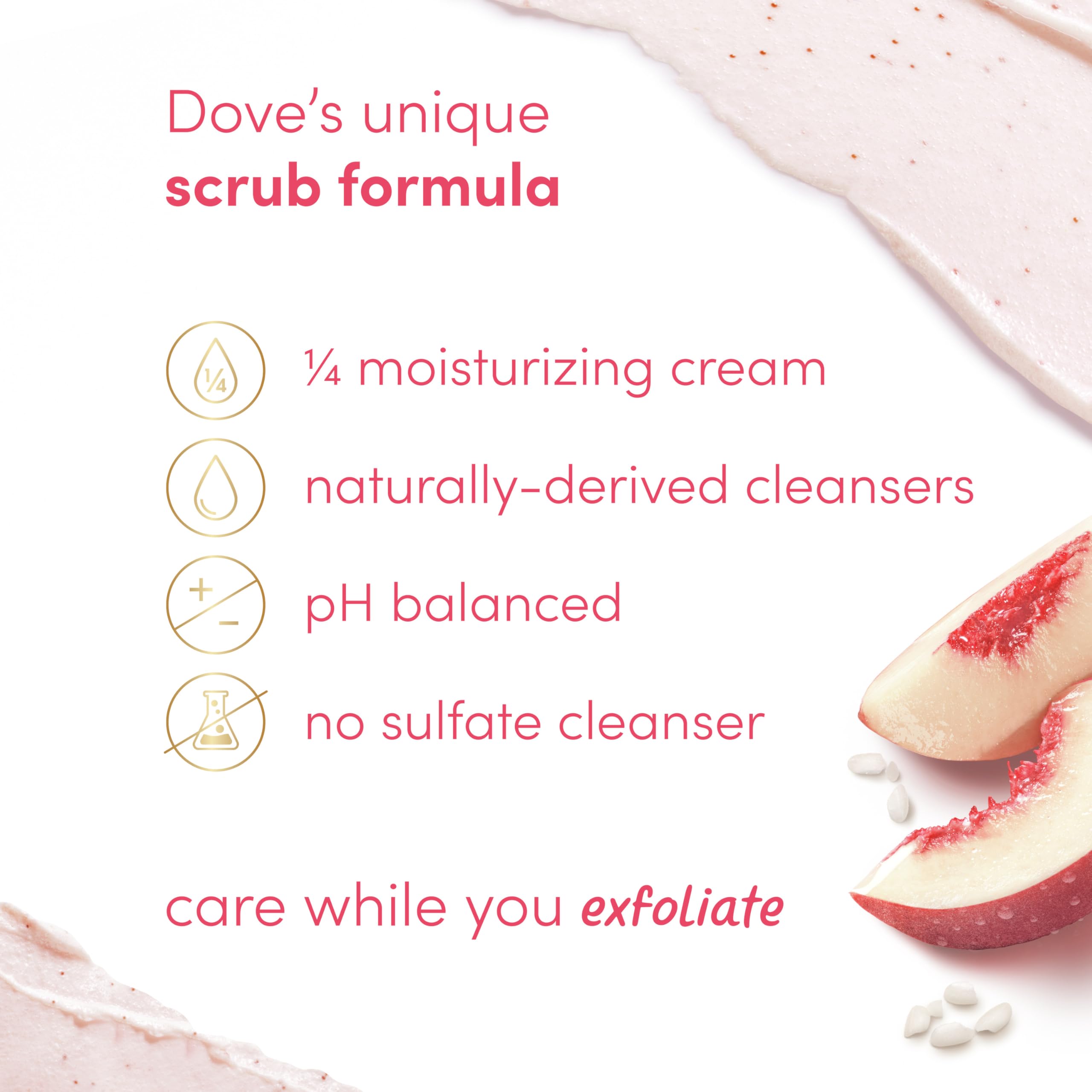 Dove White Peach & Crushed Rice Body Scrub Exfoliates and Deeply Nourishes for Smooth, Radiant Skin 15 oz: White Peaches &amp; Crushed Rice 15 Ounce (Pack of 1)