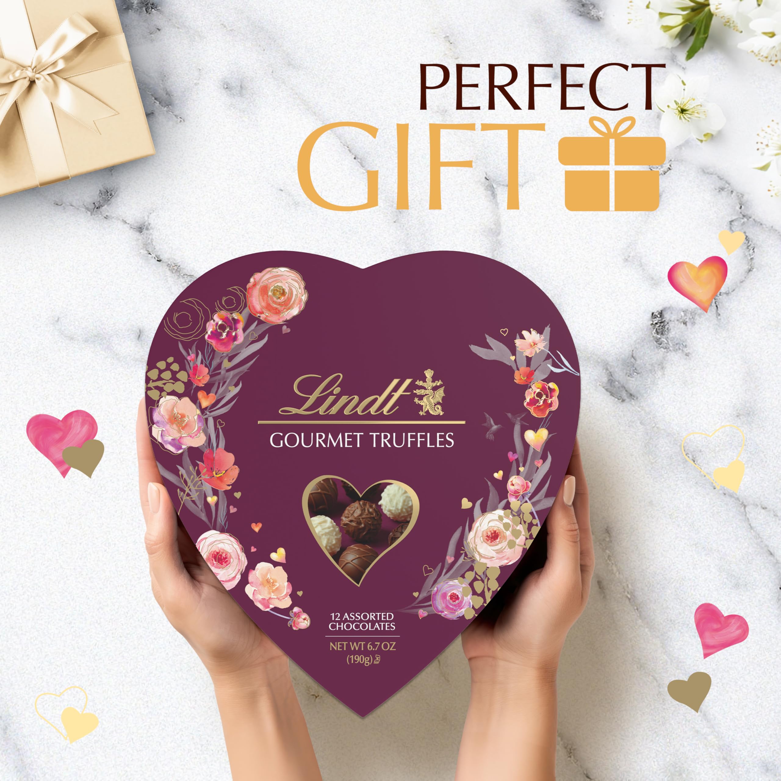 Lindt Valentine's Gourmet Truffles Assorted Chocolate Candy Heart, 6.7 oz.: Lindt Valentine's Gourmet Truffles Assorted Chocolate Candy Heart, 6.7 oz.
