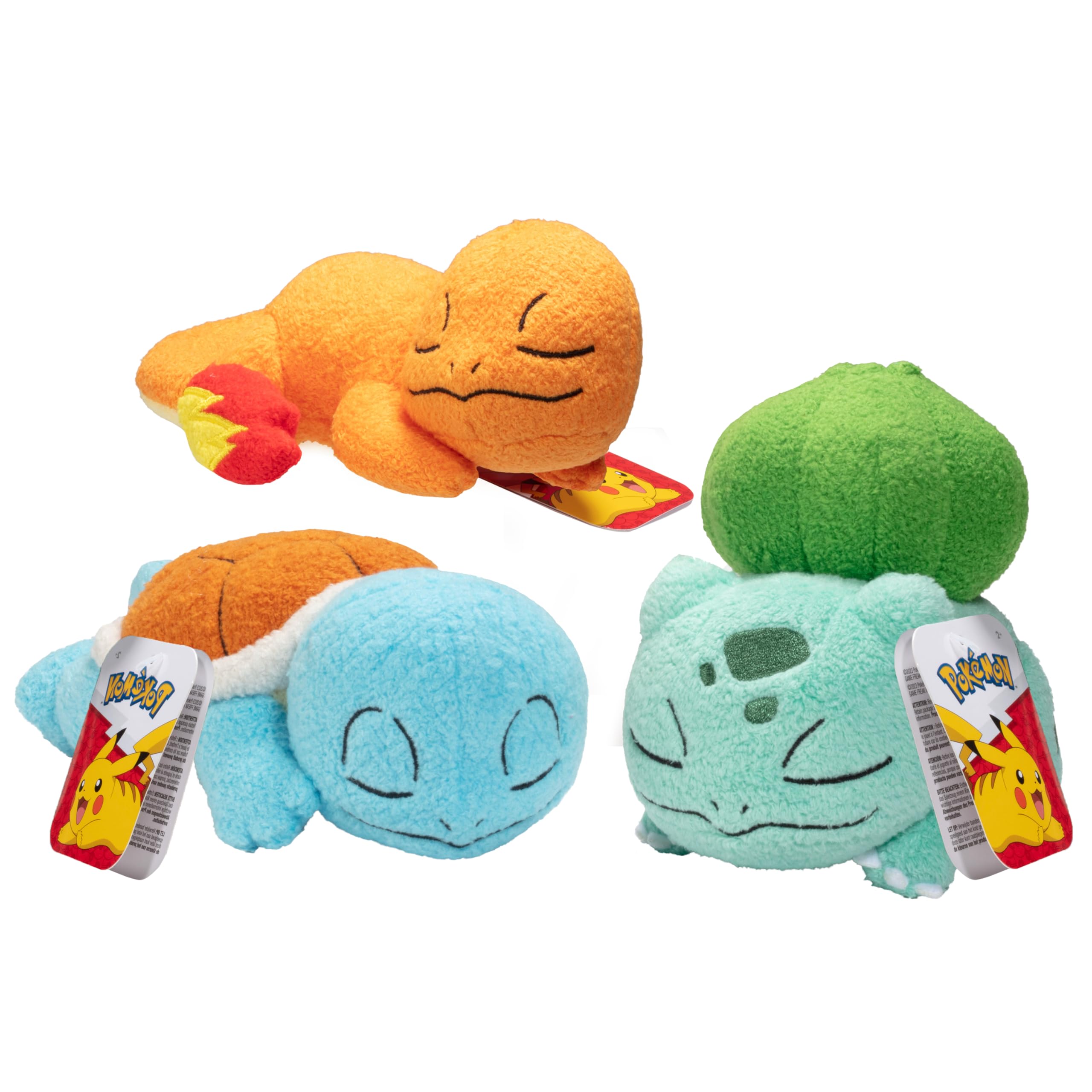 Pokémon 5" Sleeping Squirtle, Charmander, Bulbasaur Starter Plush 3-Pack - Officially Licensed - Authentic Soft Stuffed Animal Toy Figure Set - Gift for Kids, Boys, Girls - 2+: Pokemon