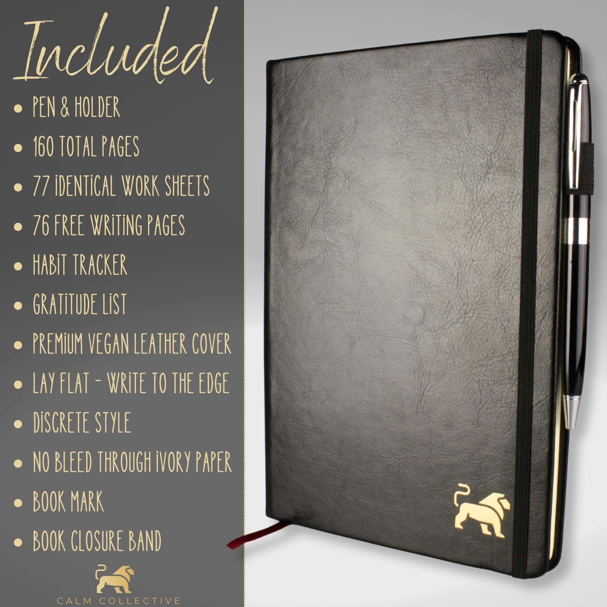 Calm Collective Guided CBT Anxiety Relief Journal Kit for Mental Health Therapy with Free Pen Included, Mindfulness Self Care Prompts, Gratitude & Habit Tracker, Wellness Gift Diary Notebook