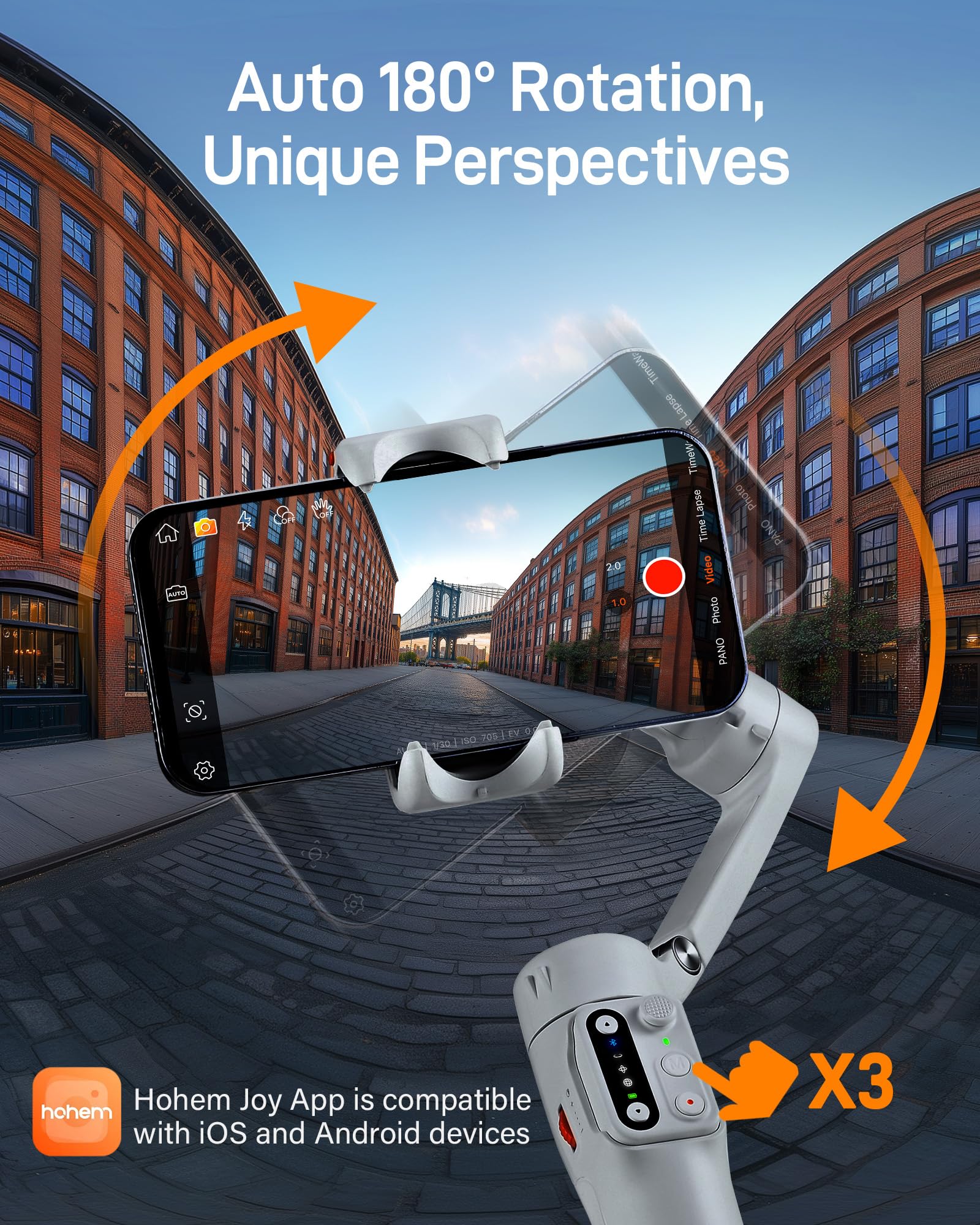 hohem iSteady X3 SE Gimbal Stabilizer for iPhone, Phone Stabilizer with Detachable Remote Control, Portable Foldable 3-Axis Phone Gimbal for Android & iPhone 16 15 Pro Max, Ideal for Travel Vlogging: iSteady X3 SE Grey