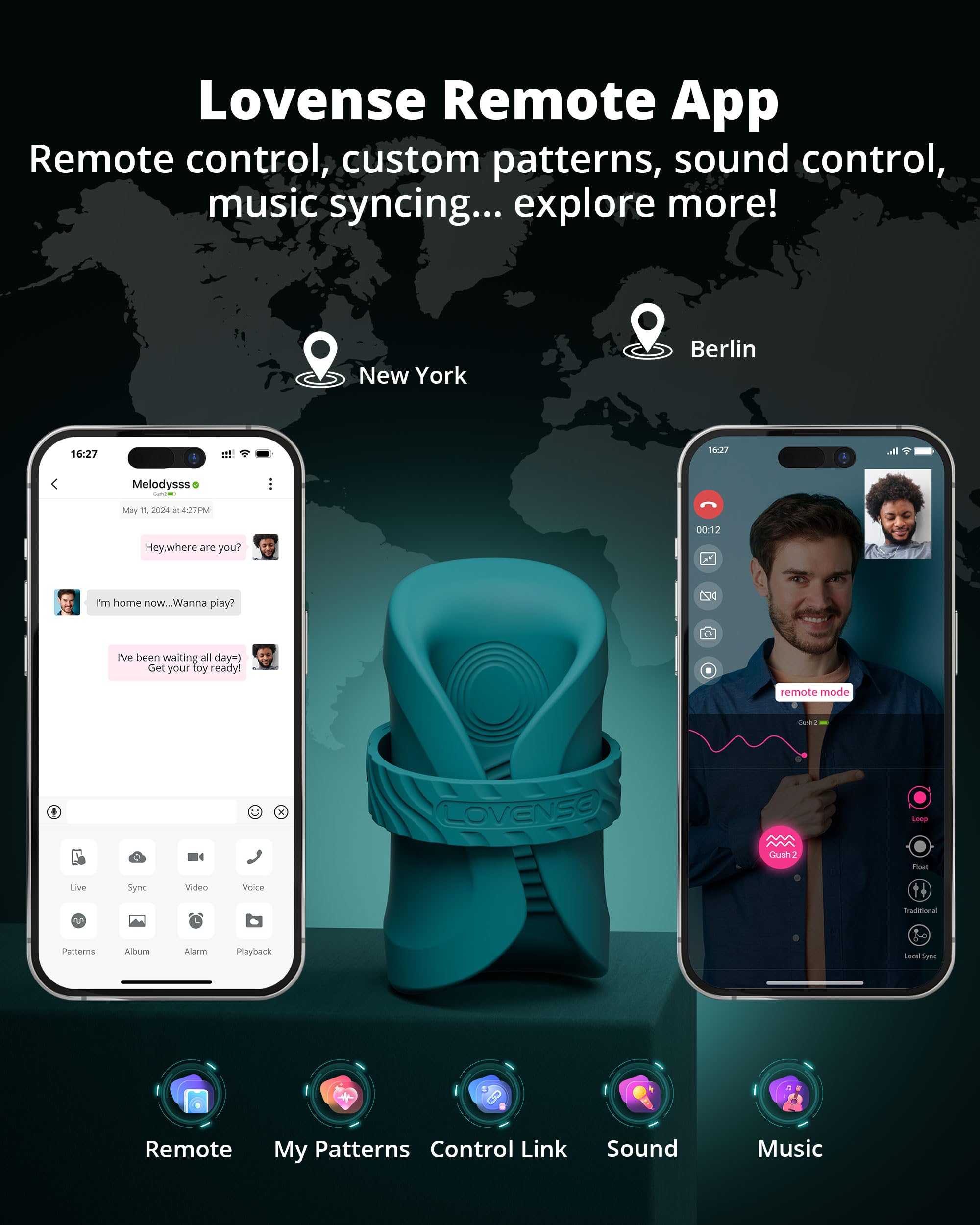 LOVENSE Gush 2 Automatic Male Masturbator Stroker, Vibrating & Oscillating Penis Massager Cock Ring with Endurance Training App Remote Control Vibrator Adult Sex Toys & Games, with Adjustable Buckles thumbnail 3