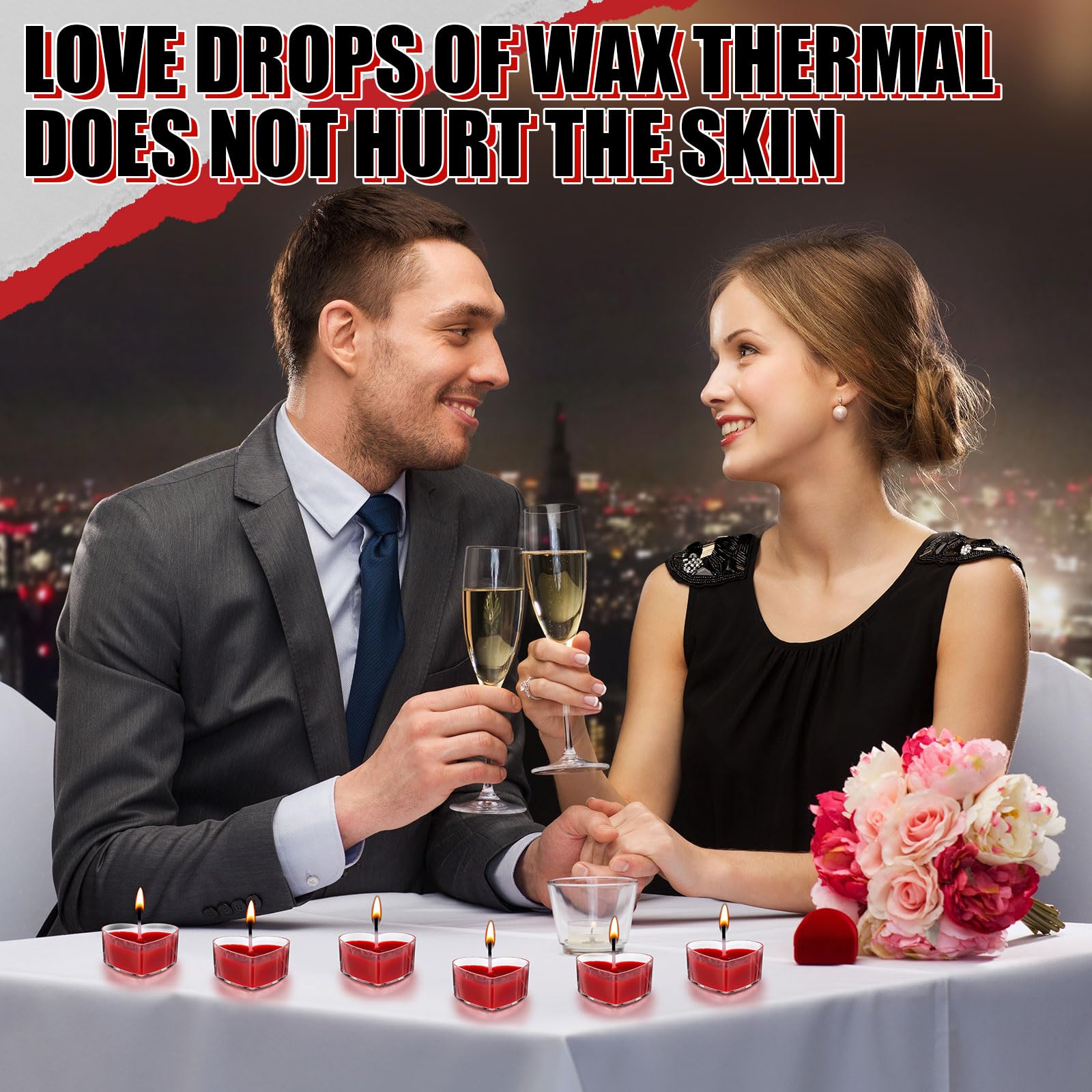 Tisancy 6 Pcs Low Temperature Candles, Romantic Body Safe Wax Play Candles, Low Heat Smokeless Unscented Tea Lights for Anniversaries, Home Decor(Red,Heart): Red Heart