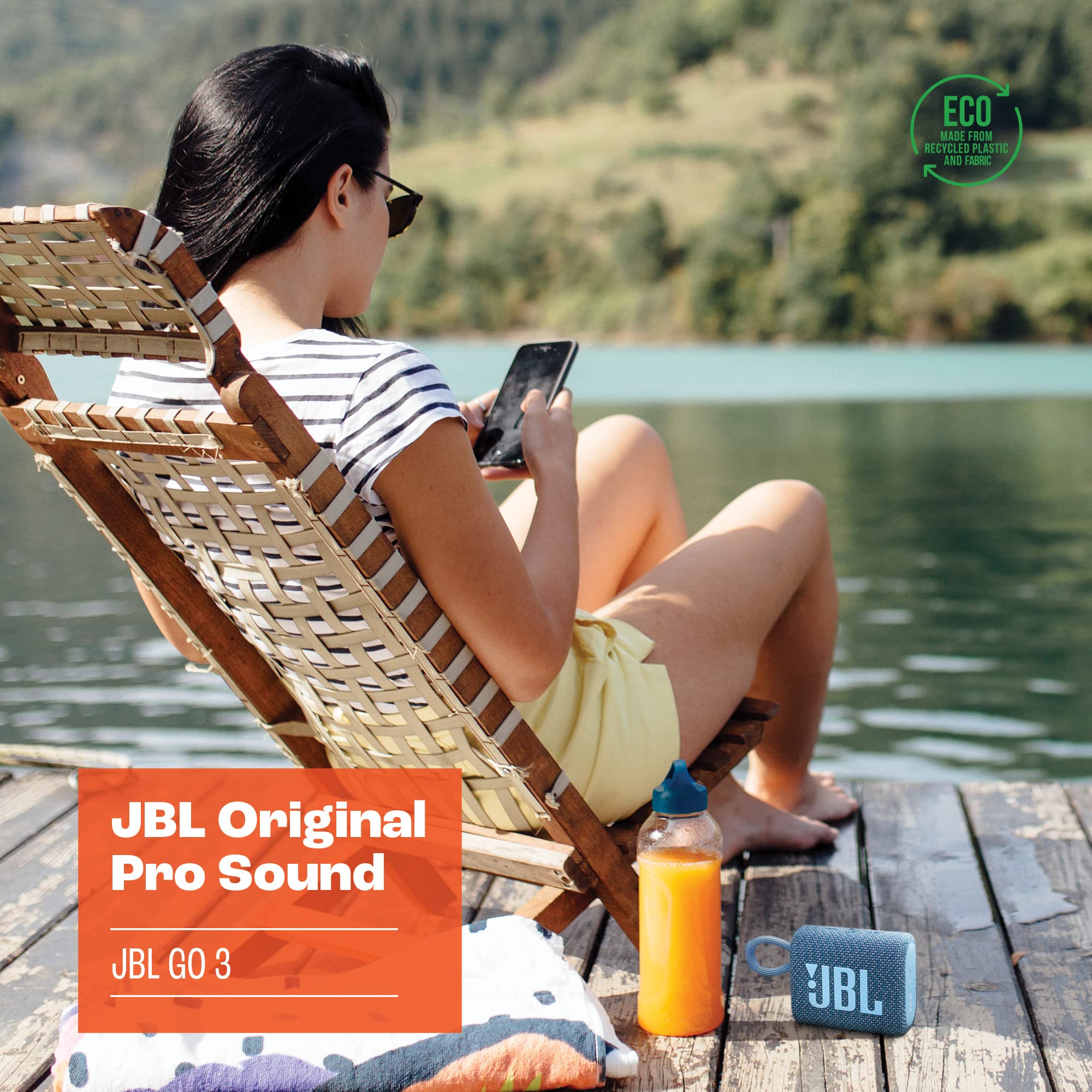 JBL Go 3 - Portable Mini Bluetooth Speaker, big audio and punchy bass, IP67 waterproof and dustproof, 5 hours of playtime, speaker for home, outdoor and travel (Blue)